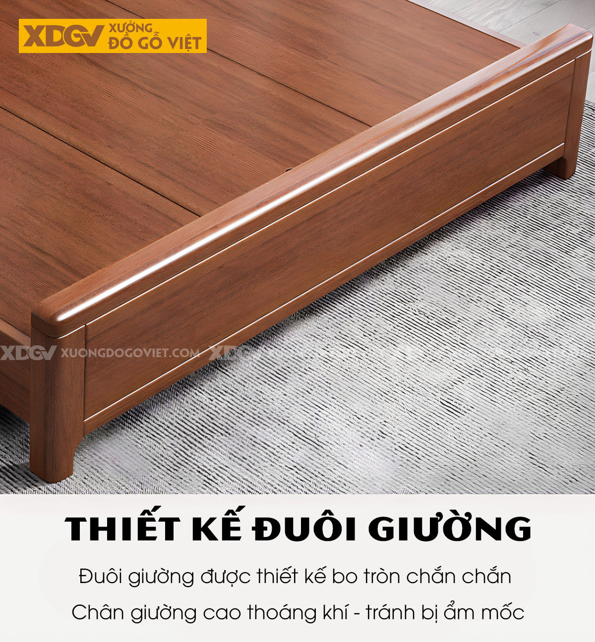 Giường Ngủ Gỗ Xoan Đào Đầu Kẻ Rãnh Khắc Chìm Nghệ Thuật