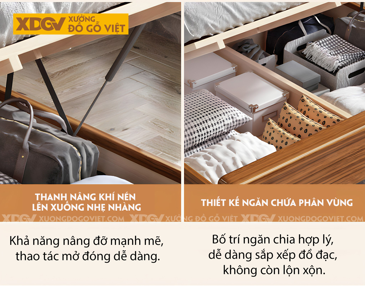 Giường Ngủ Lim Hiện Đại Gỗ Dày Đầu Dáng Cánh Chim Cách Điệu