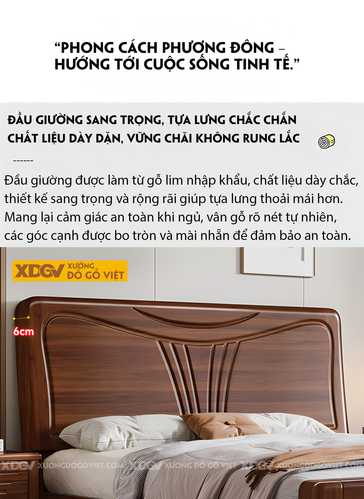 Giường Phòng Ngủ Hiện Đại Gỗ Lim Đầu Kẻ Chỉ Cánh Bướm Đẹp
