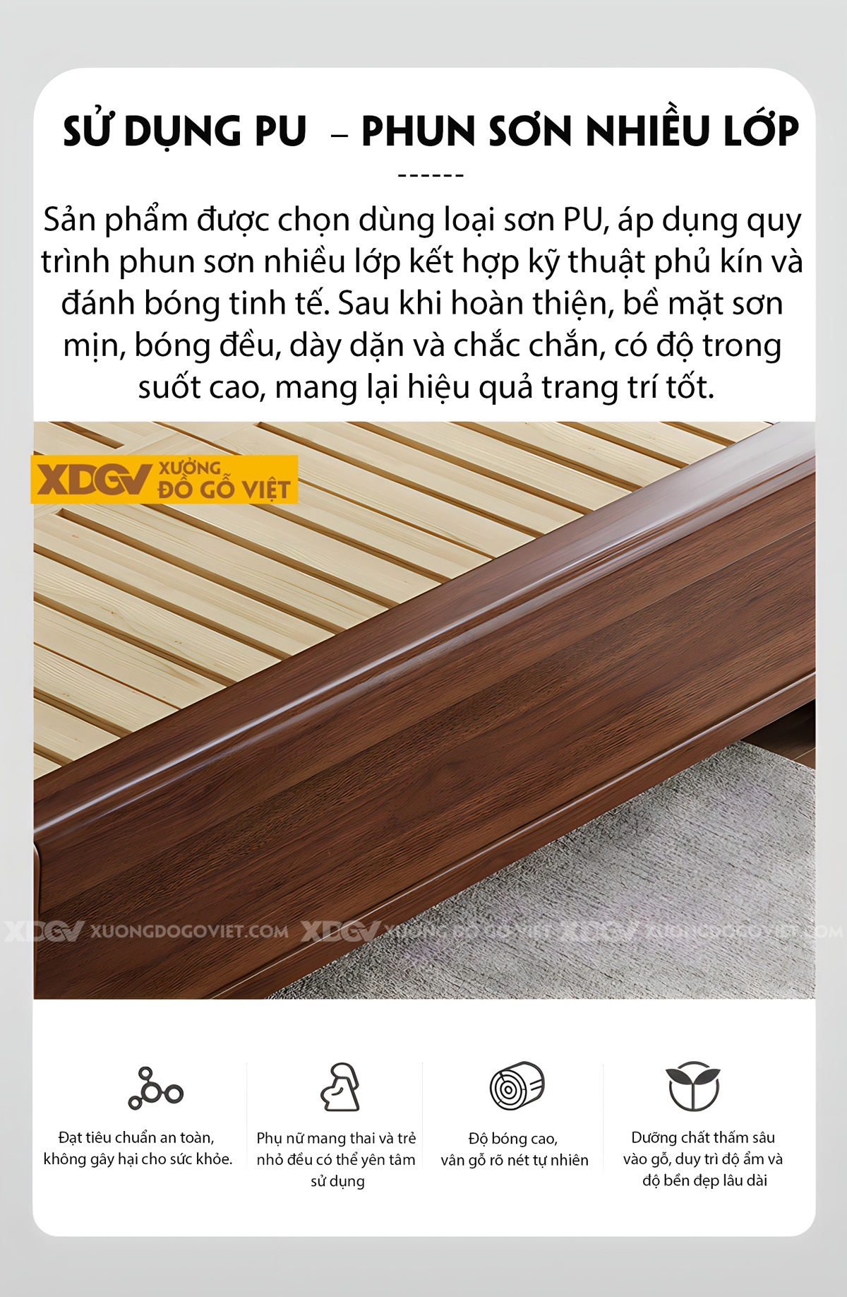 Giường Phòng Ngủ Hiện Đại Gỗ Lim Đầu Kẻ Chỉ Cánh Bướm Đẹp