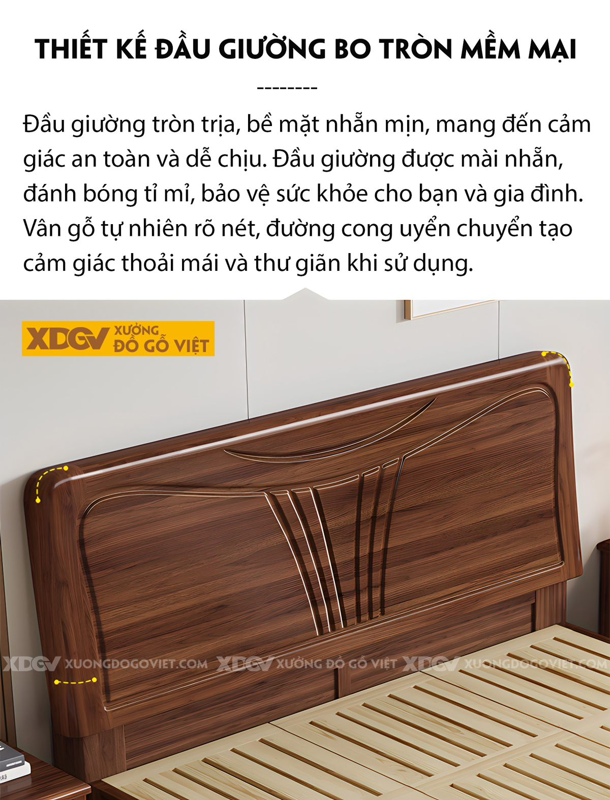 Giường Phòng Ngủ Hiện Đại Gỗ Lim Đầu Kẻ Chỉ Cánh Bướm Đẹp