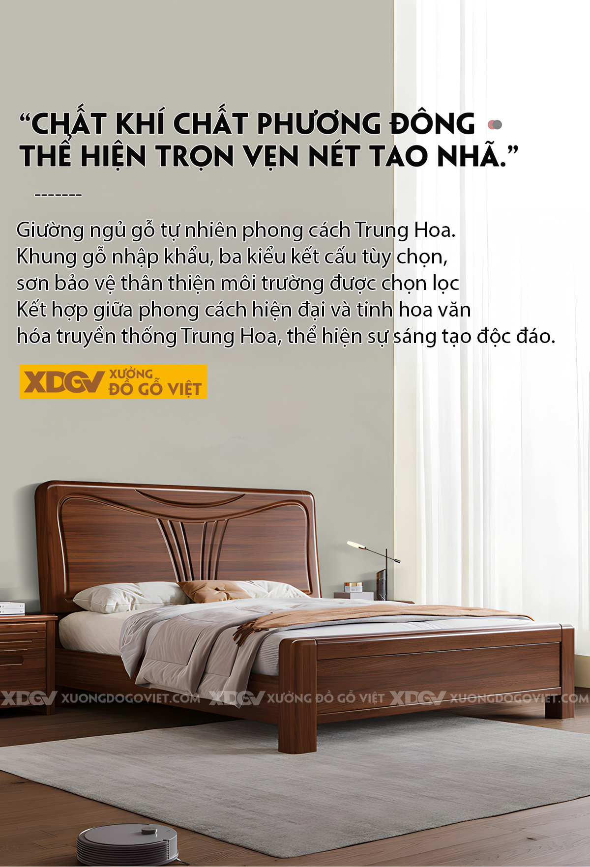 Giường Phòng Ngủ Hiện Đại Gỗ Lim Đầu Kẻ Chỉ Cánh Bướm Đẹp