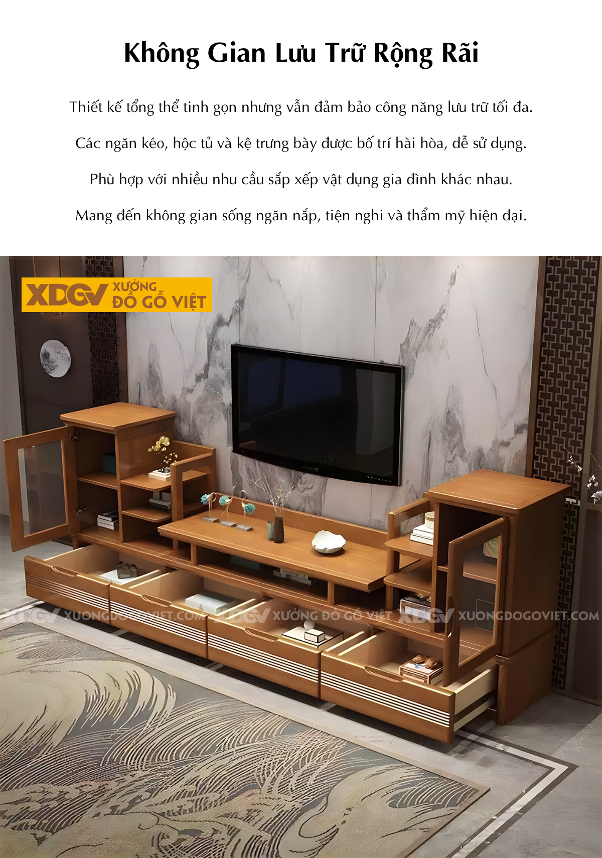 Kệ Để Tivi Gỗ MDF Thiết Kế Độc Đáo Thay Đổi Bố Cục Linh Hoạt