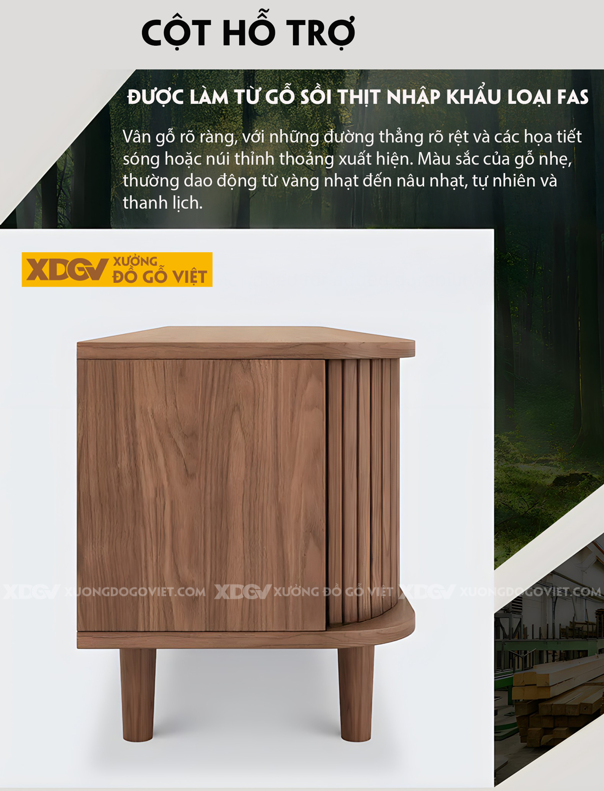 Kệ Để Tivi Sồi Mỹ Cánh Nan Trượt 2 Bên Kết Hợp Ngăn Kéo