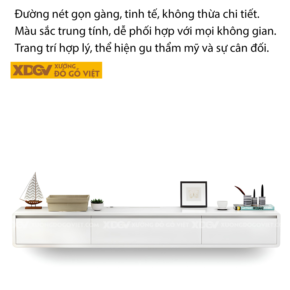 Kệ Tivi Âm Tường Gỗ Sồi Hiện Đại Tối Giản Bo Góc Tay Âm Trên