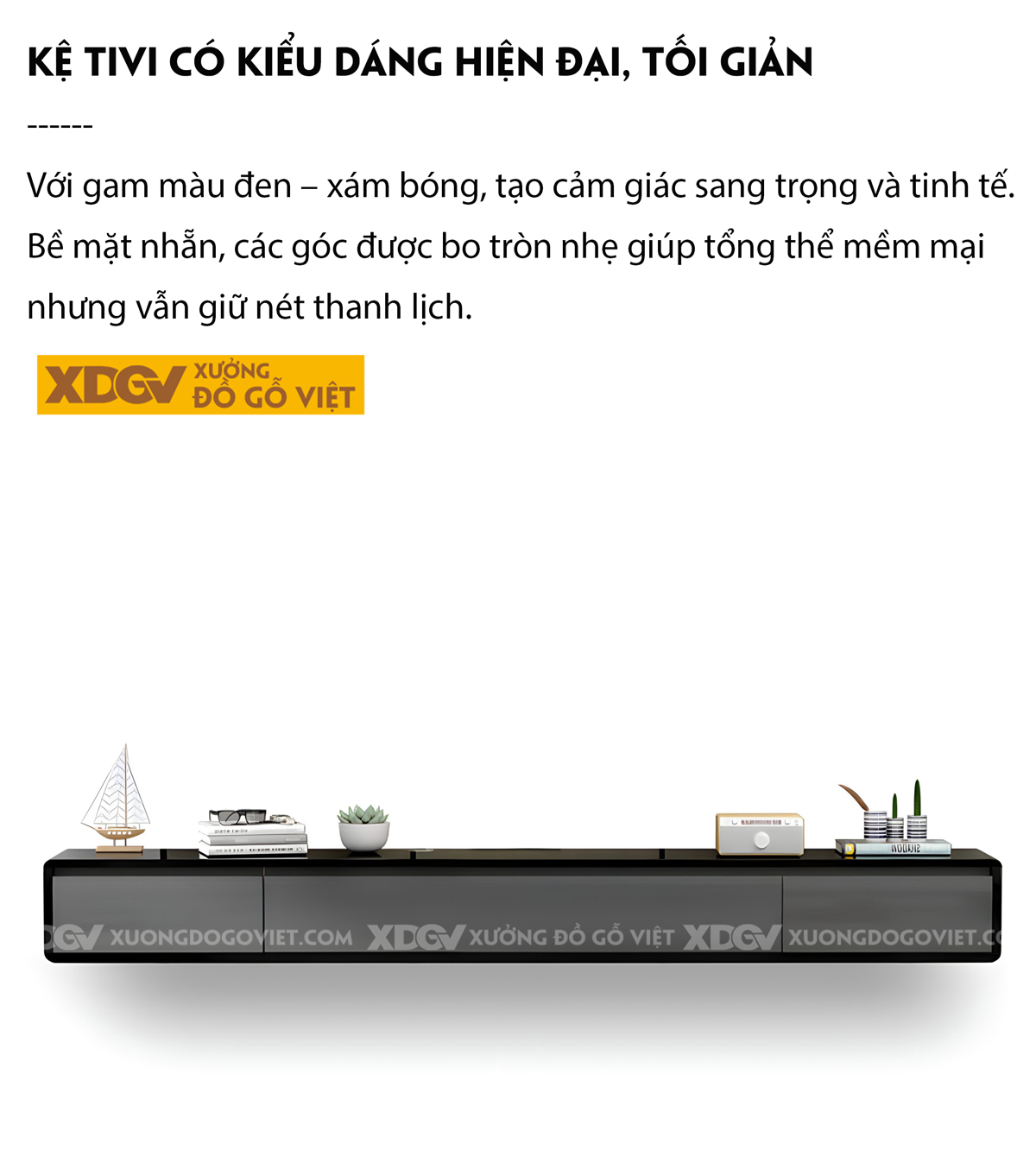 Kệ Tivi Âm Tường Gỗ Sồi Hiện Đại Tối Giản Bo Góc Tay Âm Trên