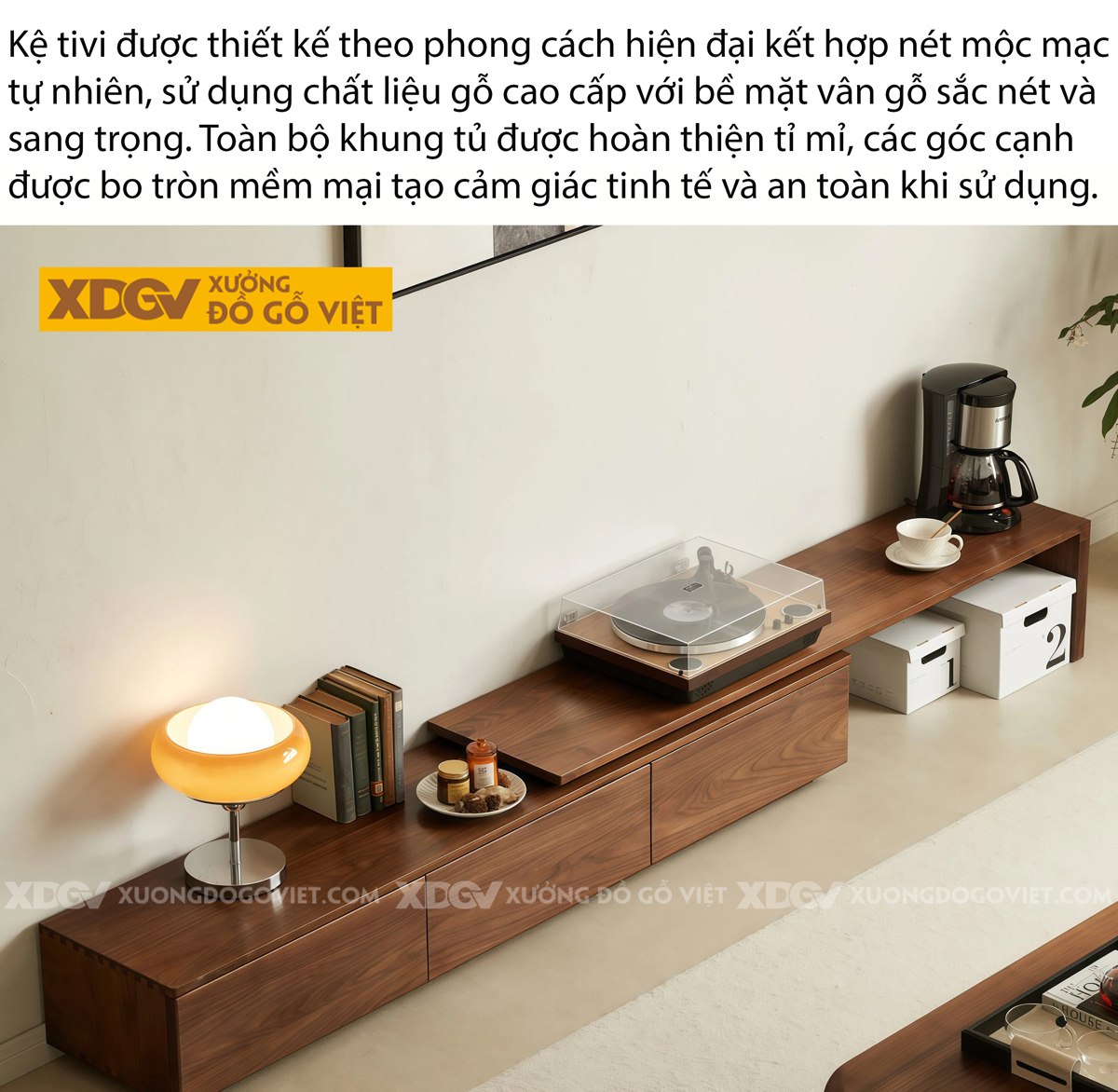 Kệ Tivi Gỗ Óc Chó 3 Ngăn Kéo