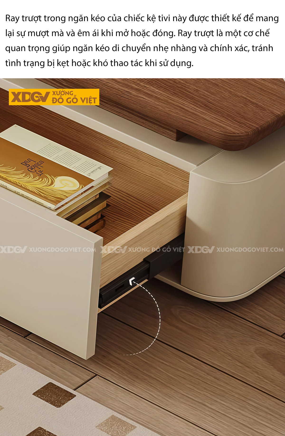 Kệ Tivi Gỗ Óc Chó Phối Màu Tinh Tế Dáng Thấp Lưu Trữ Rộng