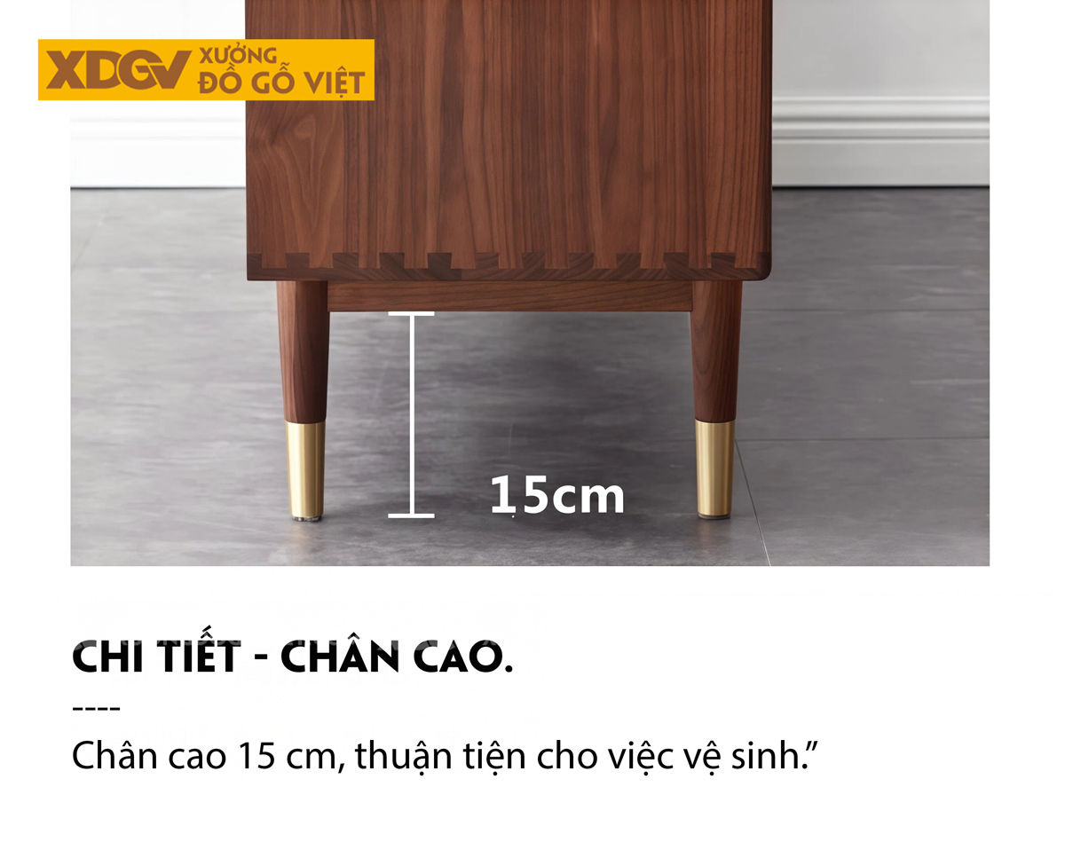 Kệ Tivi Gỗ Óc Chó Với Ngăn Kéo Hai Bên Kèm Hộc Tủ Trung Tâm
