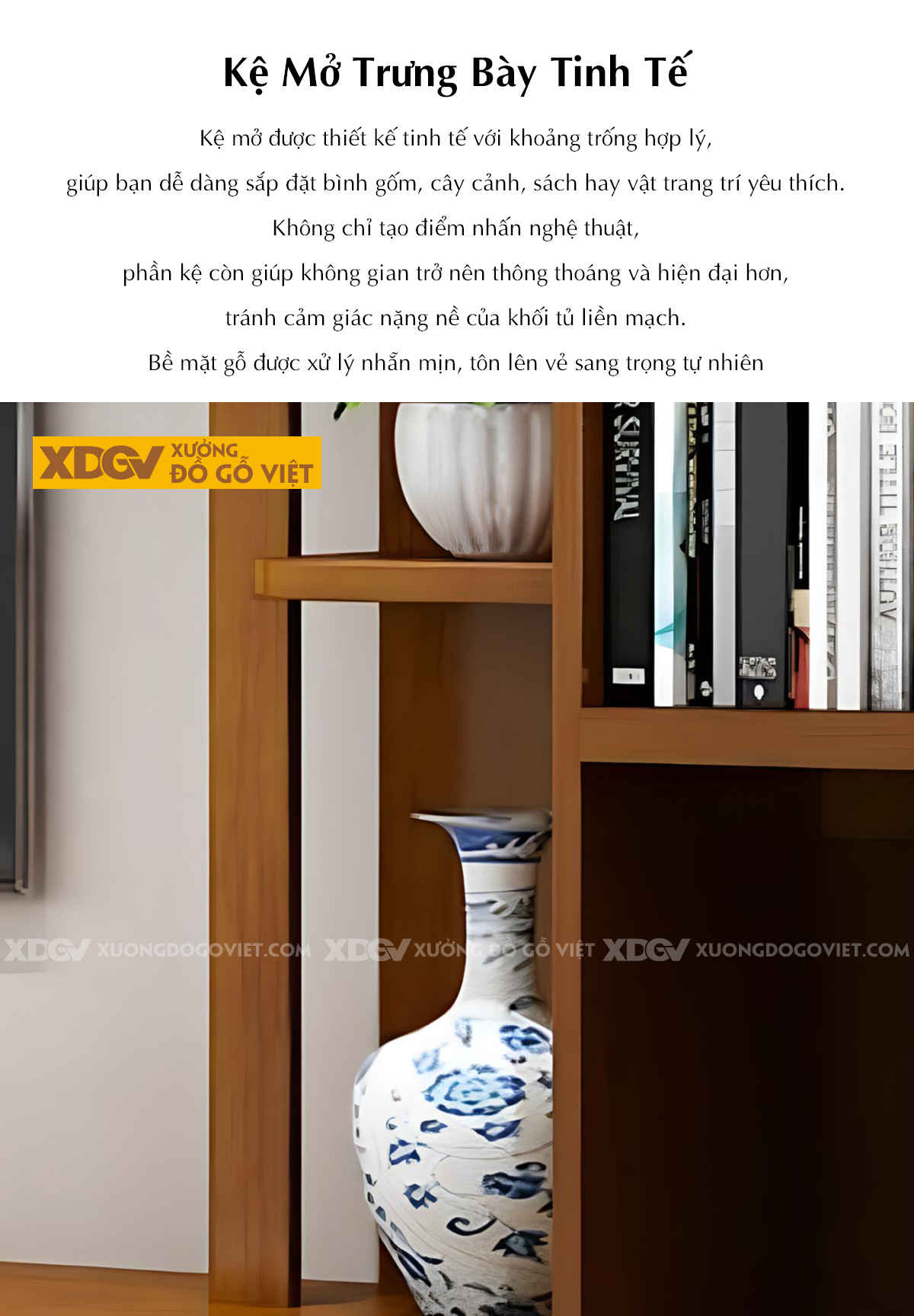 Kệ Tivi Gỗ Sồi Kết Hợp Tủ Kính Và Kệ Trang Trí Phòng Khách