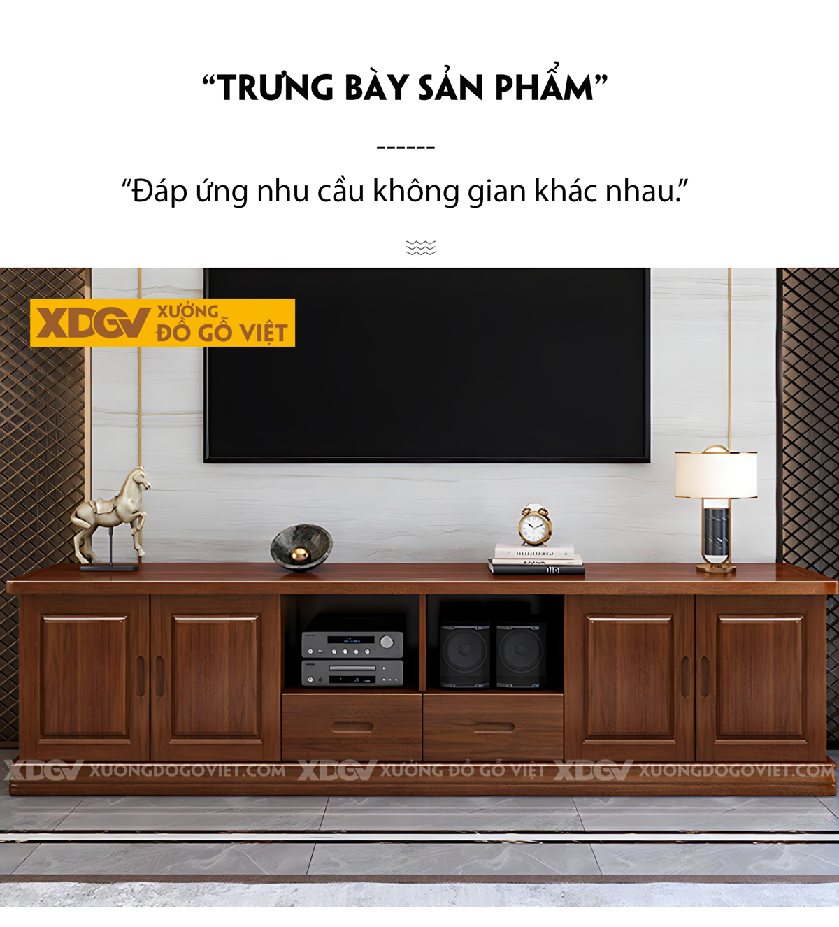 Kệ Tivi Gỗ Xoan Đào Dáng Truyền Thống Bo Cạnh