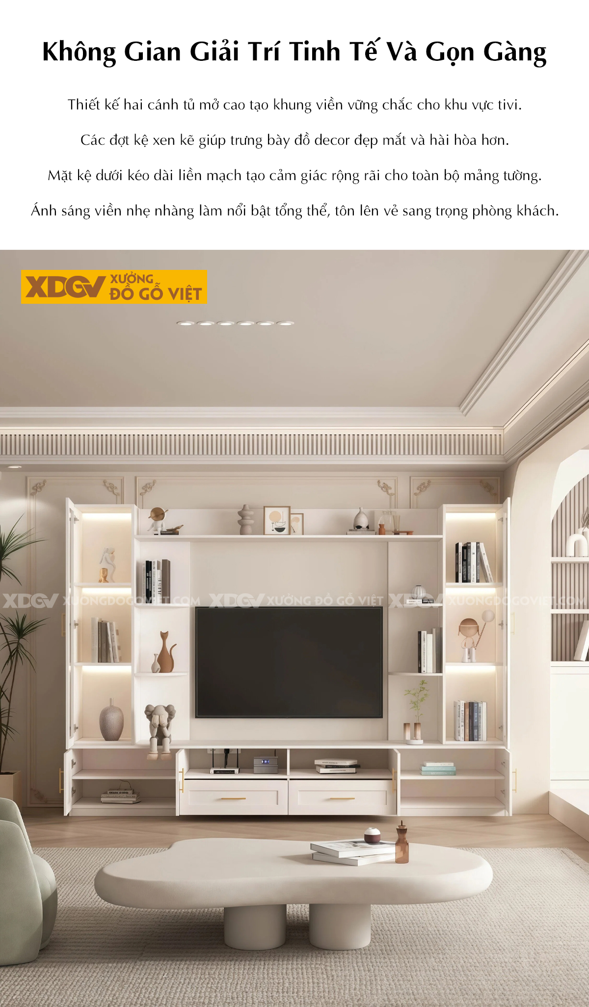 Kệ Tivi Kèm Tủ Gỗ Cao Su Lưu Trữ Lớn Tủ Trưng Bày Phối Kính