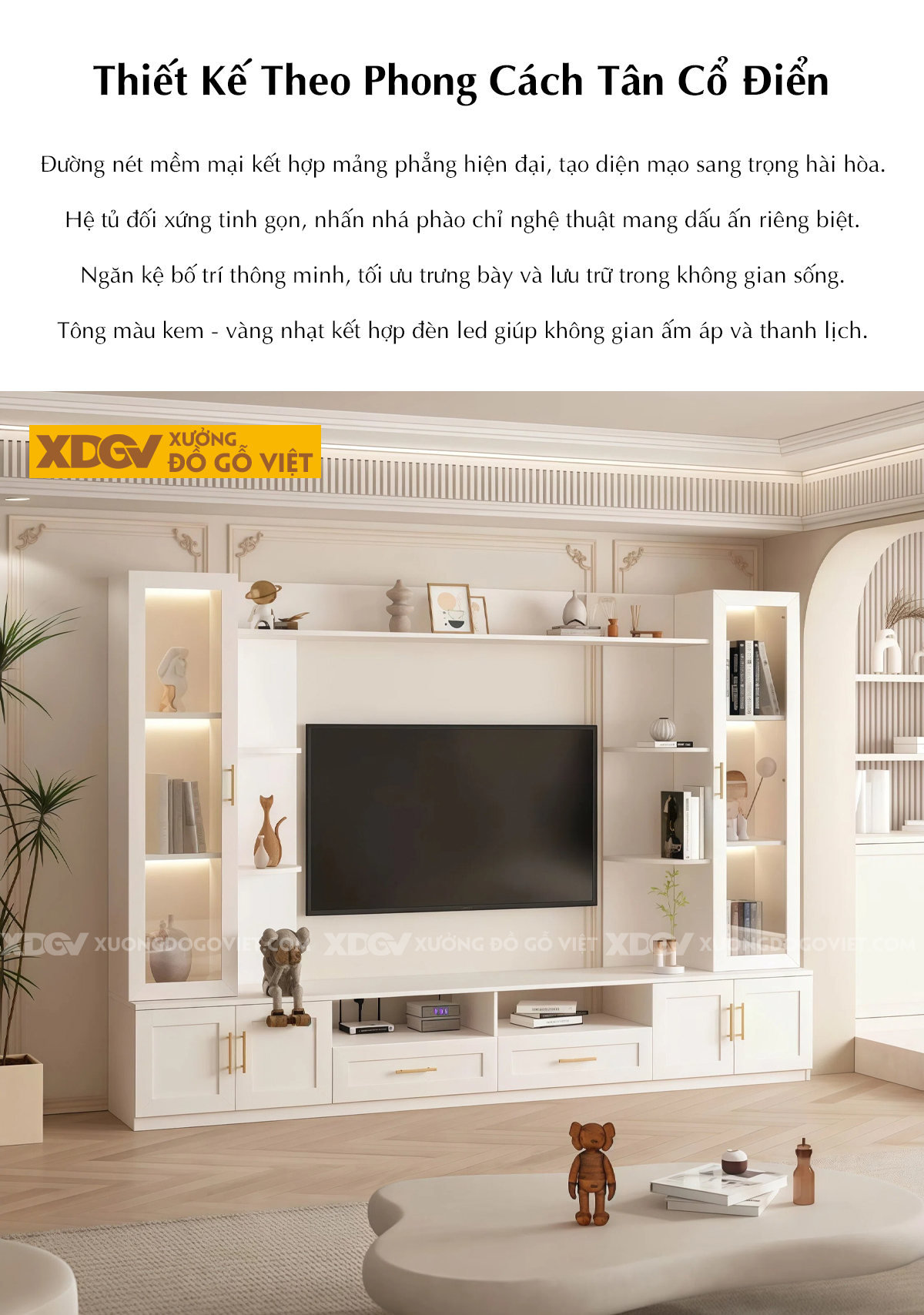 Kệ Tivi Kèm Tủ Gỗ Cao Su Lưu Trữ Lớn Tủ Trưng Bày Phối Kính