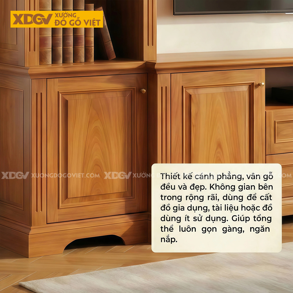 Kệ Tivi Kèm Tủ Trưng Bày Gỗ Gõ Đỏ Nhiều Ngăn Lưu Trữ Đa Dạng