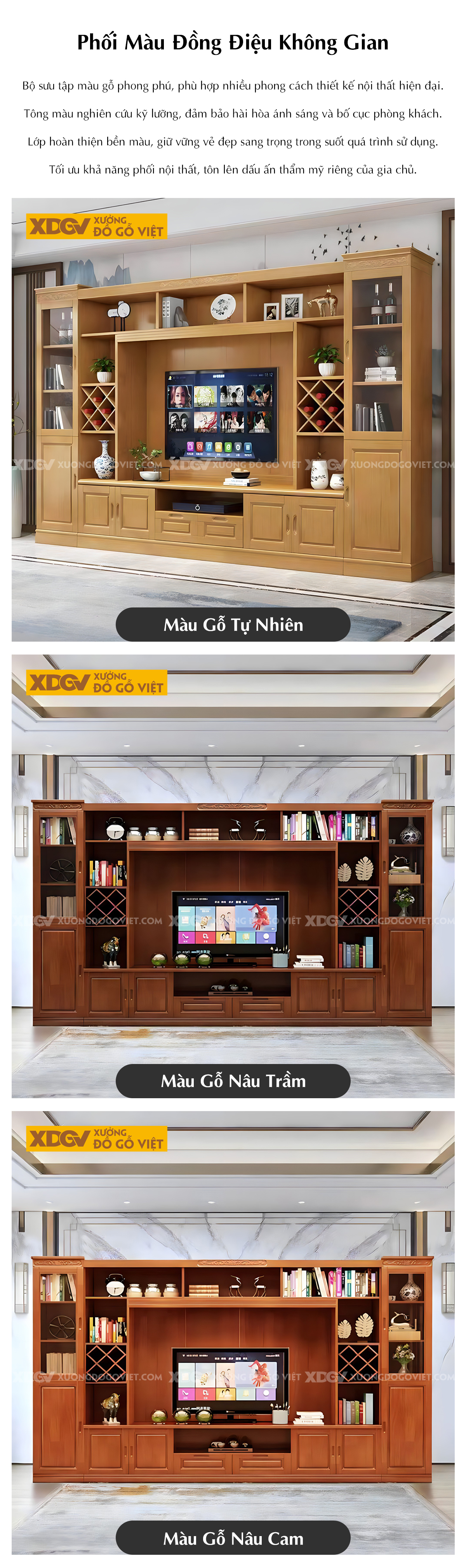 Kệ Tivi Kết Hợp Tủ Gỗ Cao Su Nhiều Ngăn Phòng Khách Hiện Đại