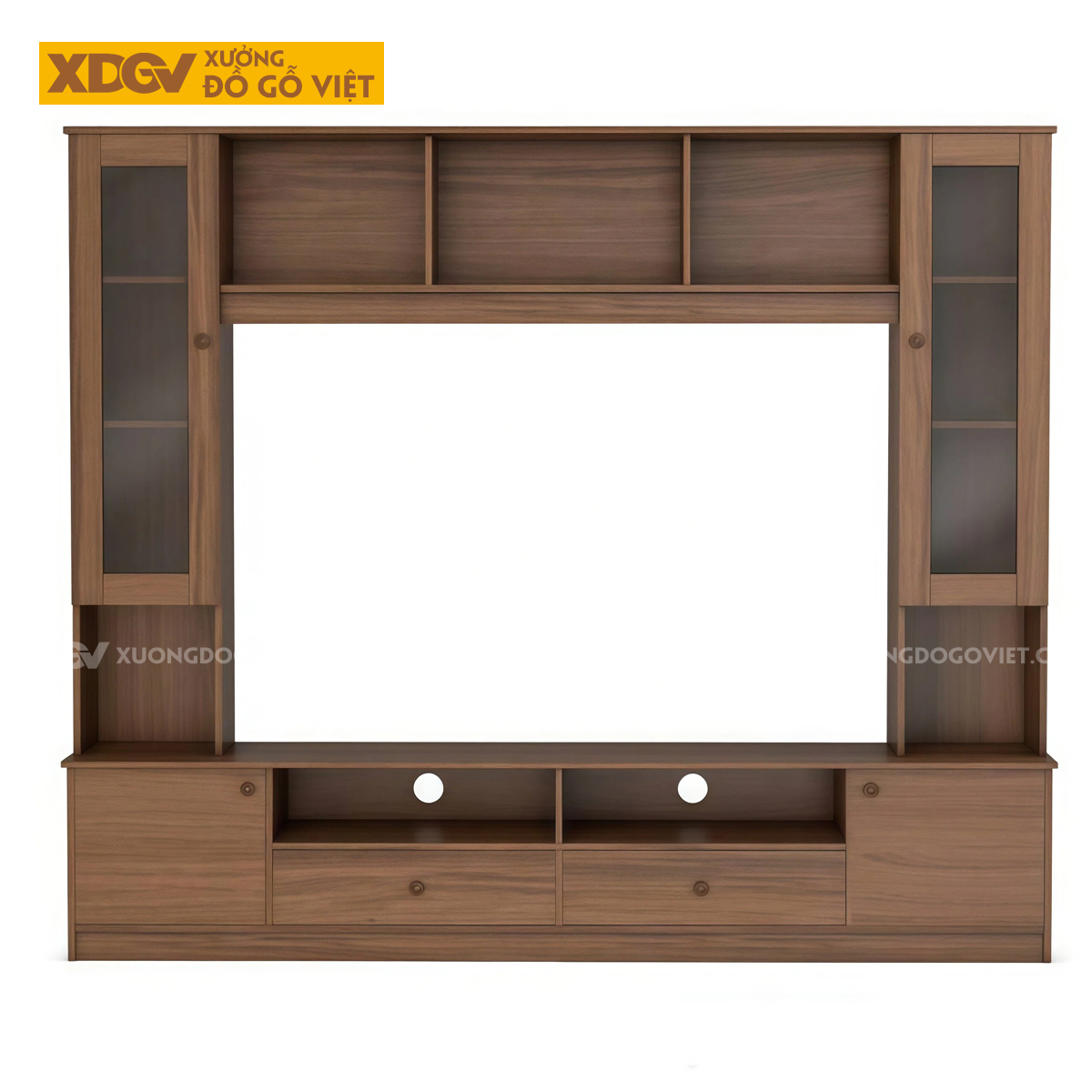 Kệ Tivi Kết Hợp Tủ Gỗ MDF Chân Sát Sàn Đa Ngăn Lưu Trữ