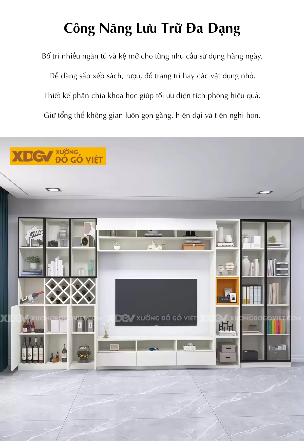 Kệ Tivi Kết Hợp Tủ Gỗ MDF Thẩm Mỹ Công Năng Lưu Trữ Siêu Lớn