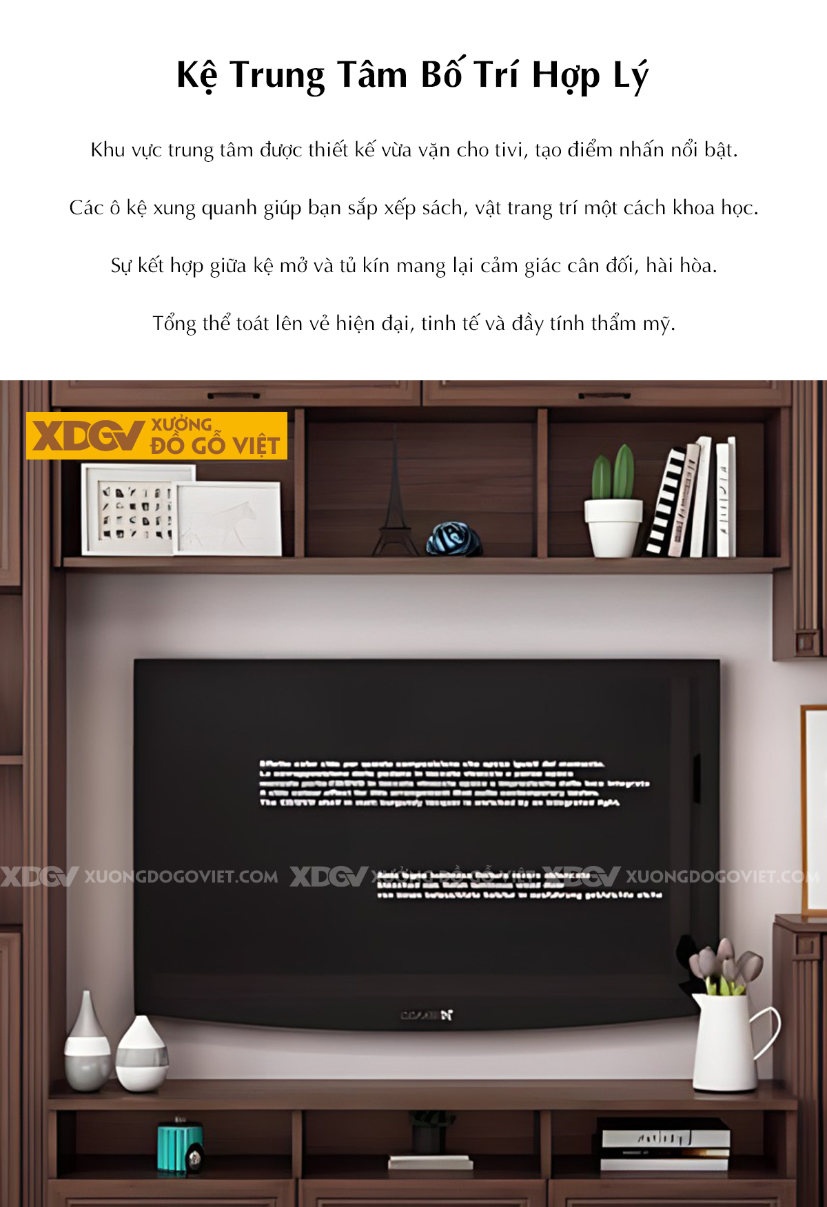 Kệ Tivi Kết Hợp Tủ Gỗ Óc Chó Cánh Kính Tích Hợp Kệ Trang Trí