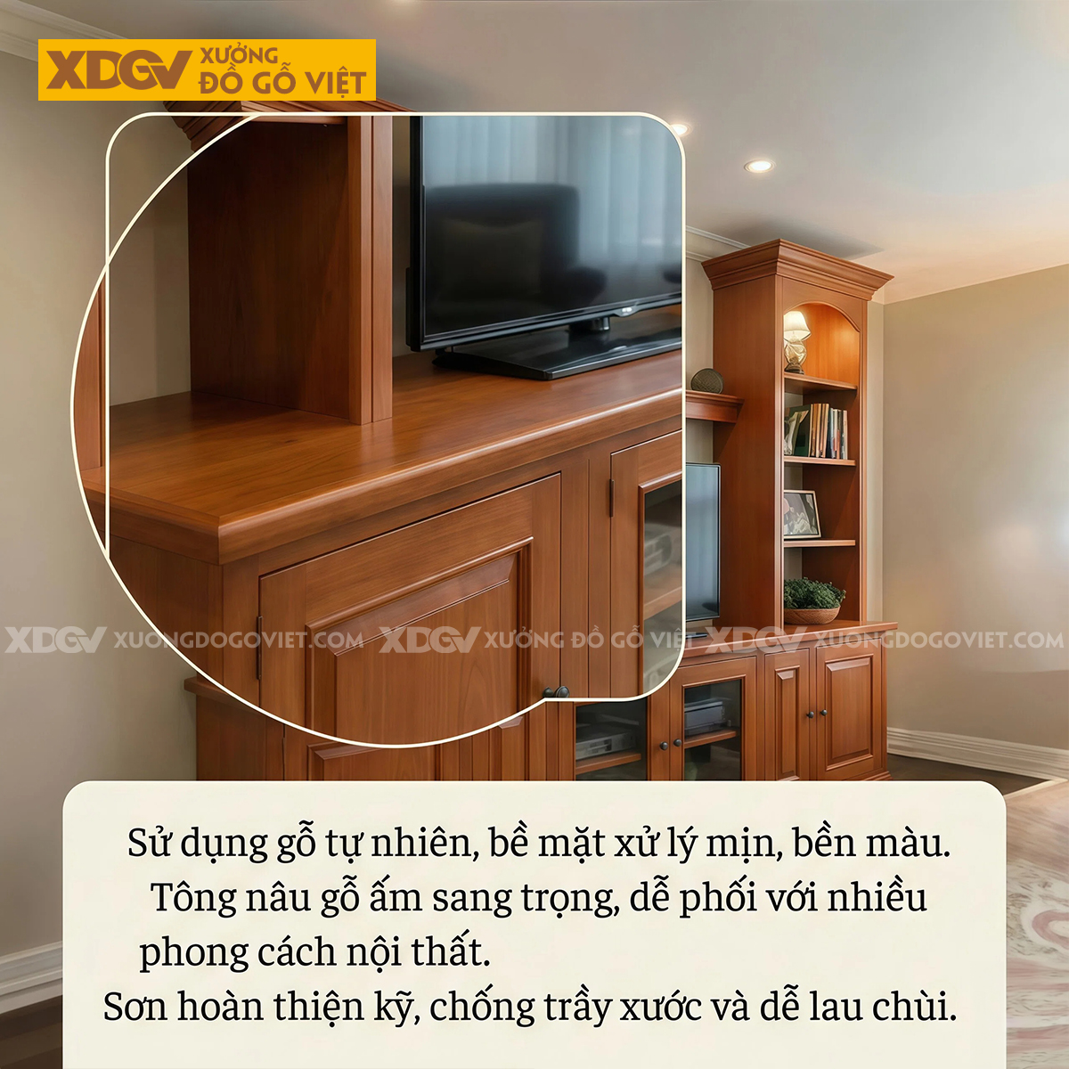 Kệ Tivi Kết Hợp Tủ Trưng Bày Gỗ Gõ Đỏ Tháp Kệ 2 Bên Độc Đáo