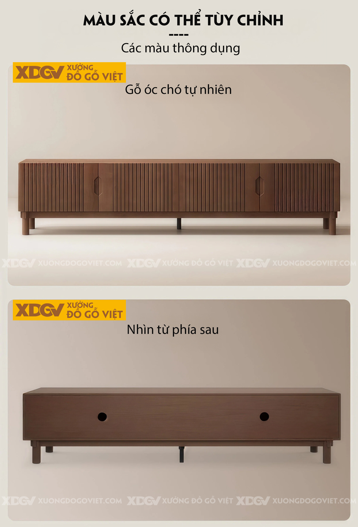 Kệ Tivi Phòng Khách Gỗ Óc Chó Cắt Rãnh CNC Tinh Xảo Hiện Đại