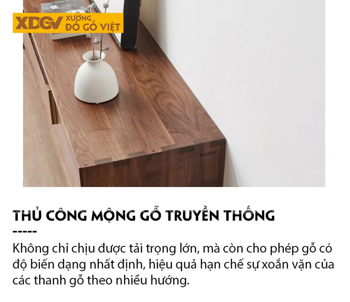 Kệ Tivi Phòng Khách Gỗ Óc Chó Chân Trụ Tròn Bố Cục Cân Đối