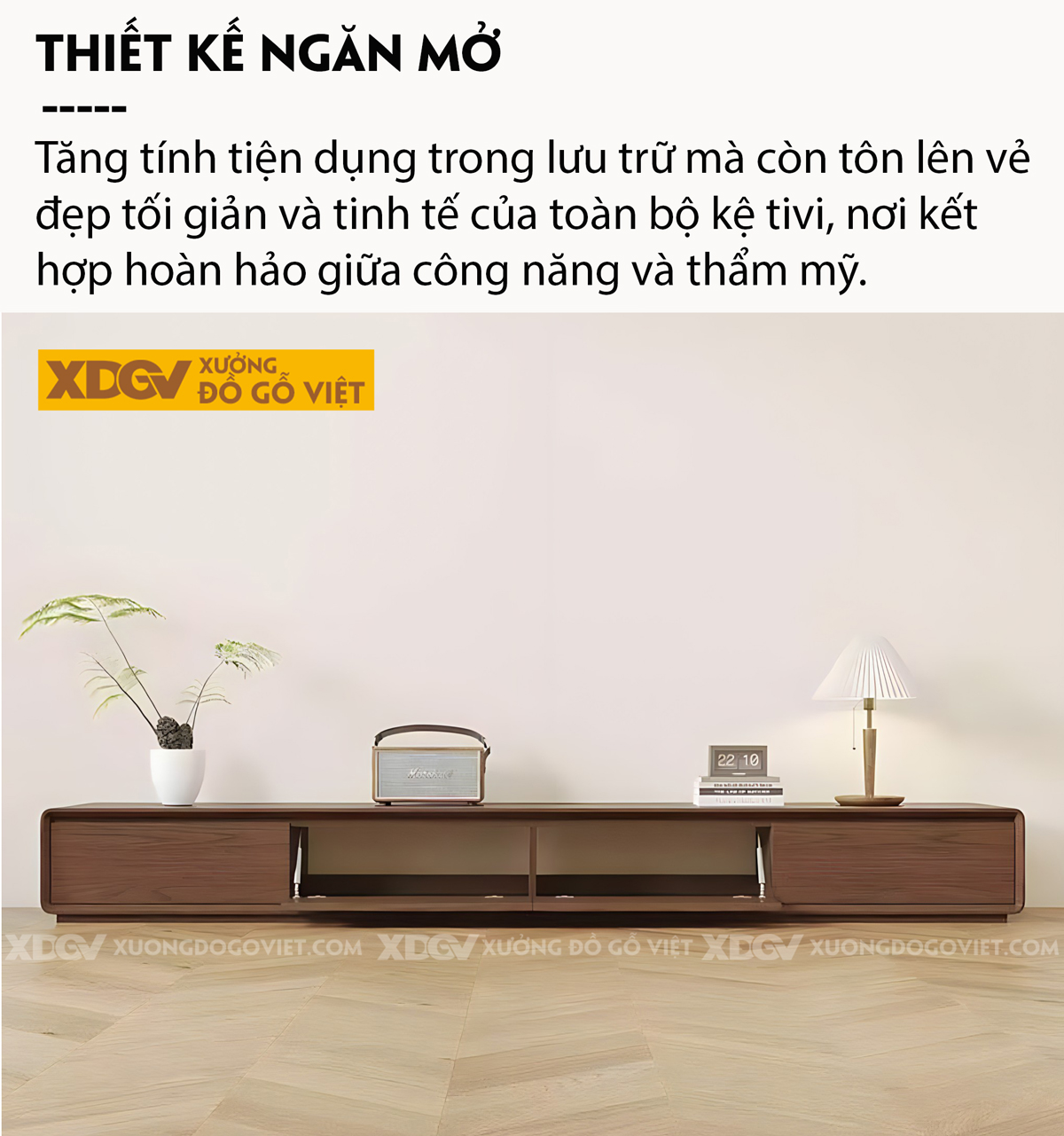 Kệ Tivi Phòng Khách Gỗ Sồi Mỹ Góc Bo Tròn Ghép Liền Mạch