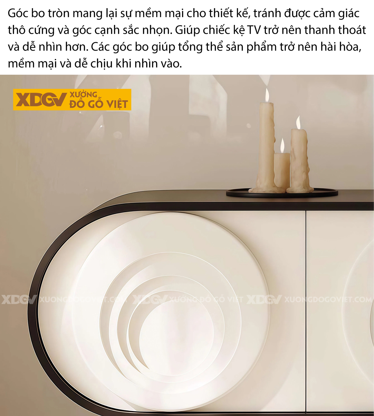 Kệ Tivi Trưng Bày Gỗ Cao Su Cạnh Bo Góc Ngăn Kéo Trung Tâm