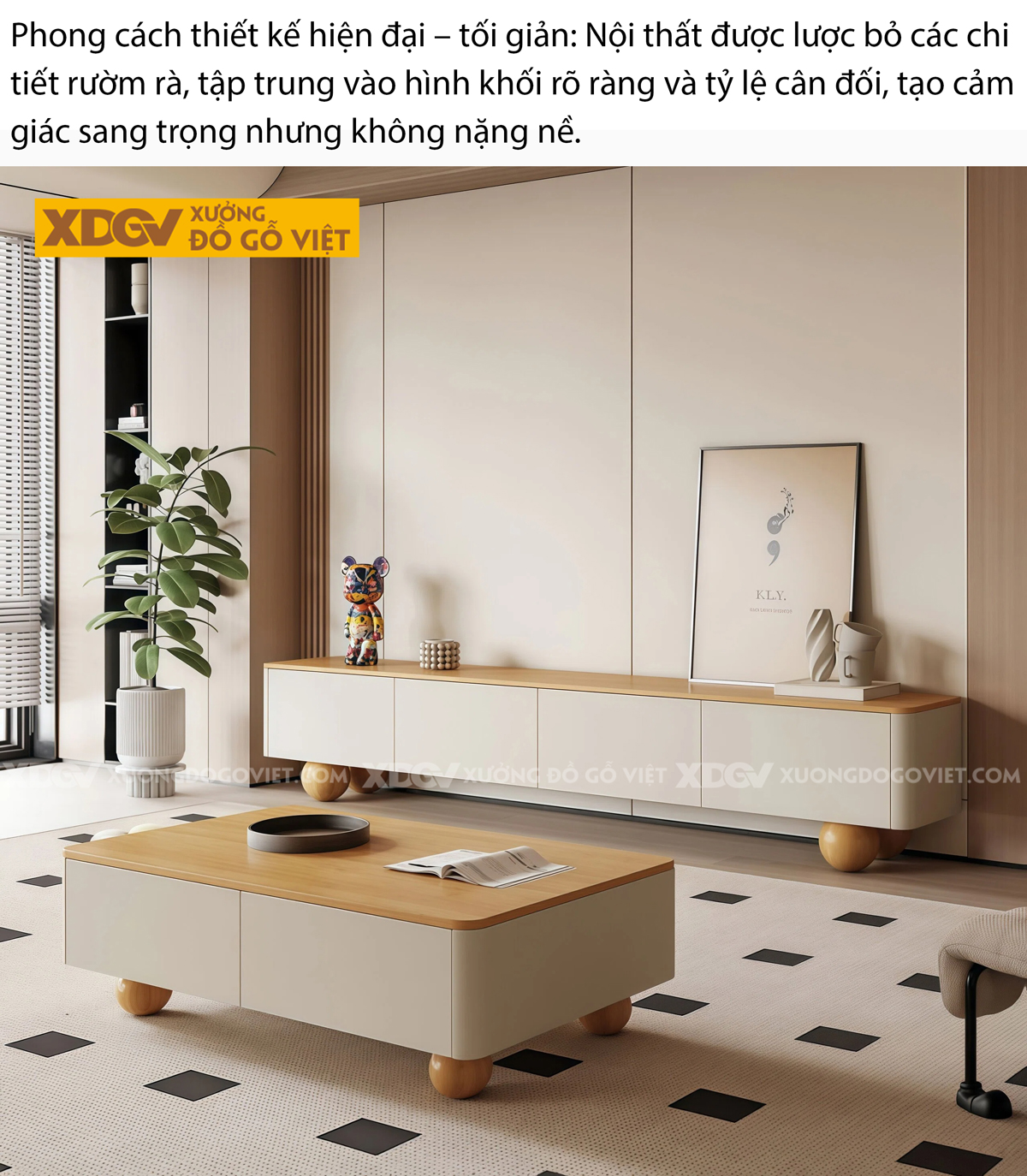 Kệ Tivi Trưng Bày Gỗ Cao Su Thiết Kế Chân Cao Bo Góc Mềm Mại