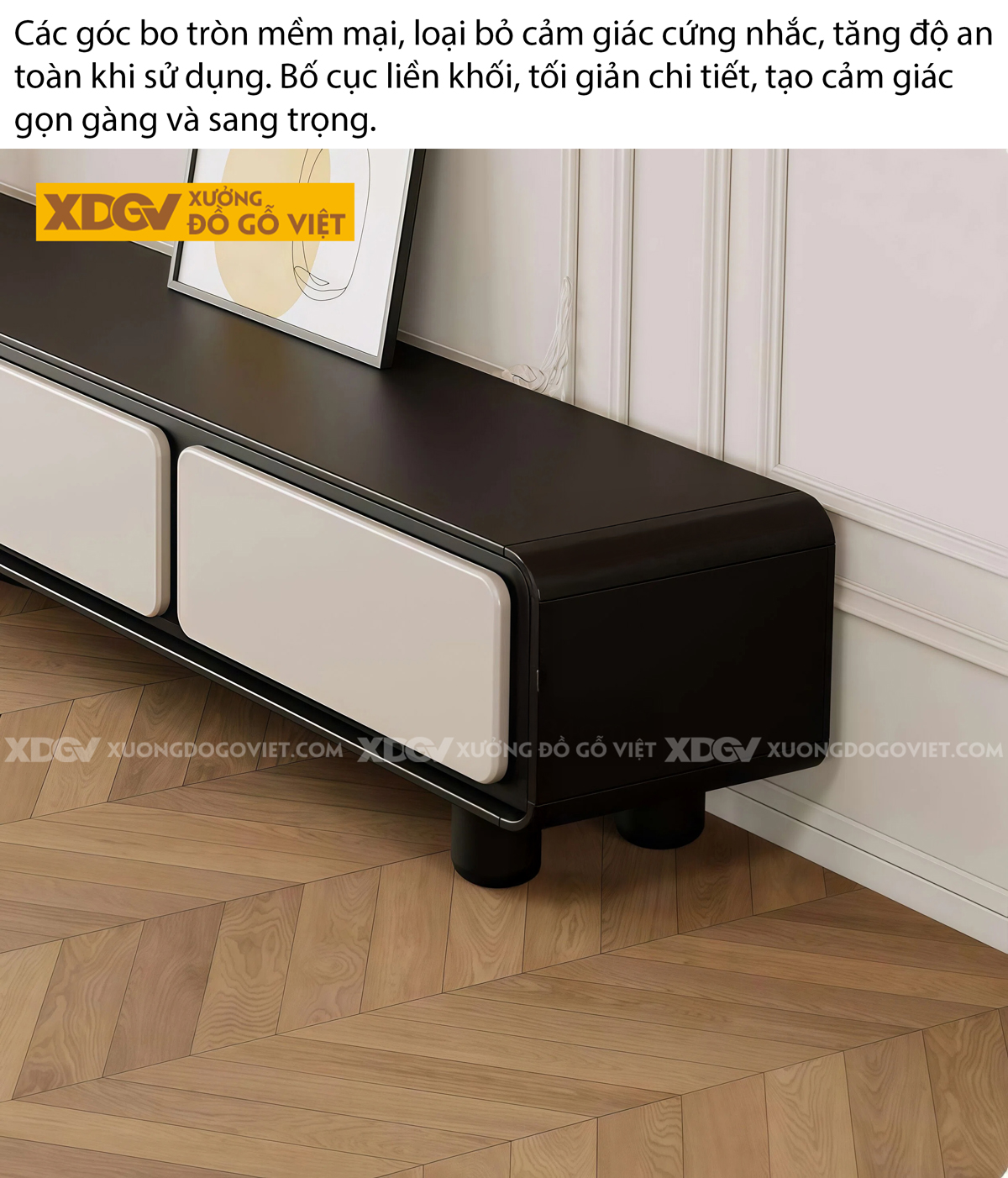 Kệ Tivi Trưng Bày Phong Khách Gỗ Cao Su Ngăn Kéo Trung Tâm