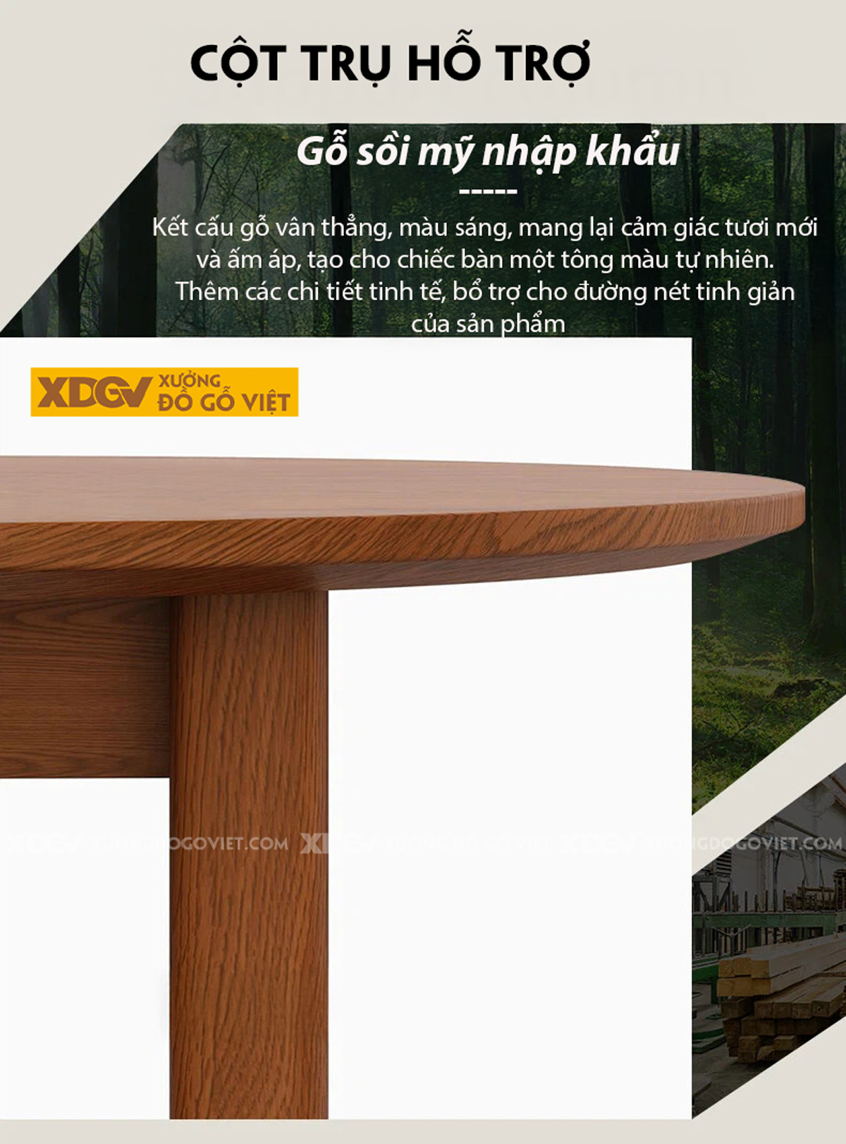 Mẫu Bàn Ăn Phòng Bếp Gỗ Sồi Mỹ Mặt Oval Chân Chữ U Độc Đáo