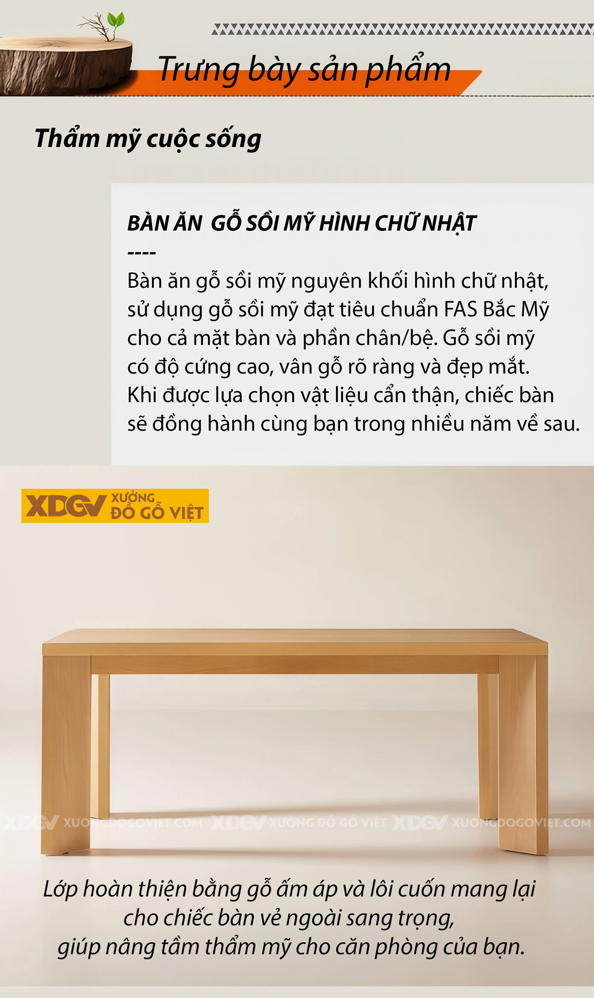 Mẫu Bàn Ăn Phòng Bếp Gỗ Sồi Mỹ Thiết Kế Chân Chéo Vững Chãi