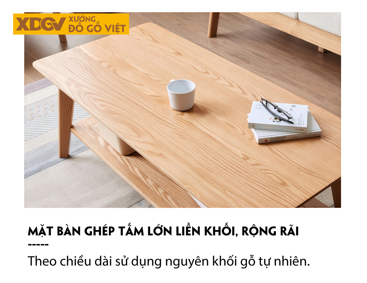 Mẫu Bàn Sofa Phòng Khách Hiện Đại Gỗ Sồi 2 Tầng Đa Năng
