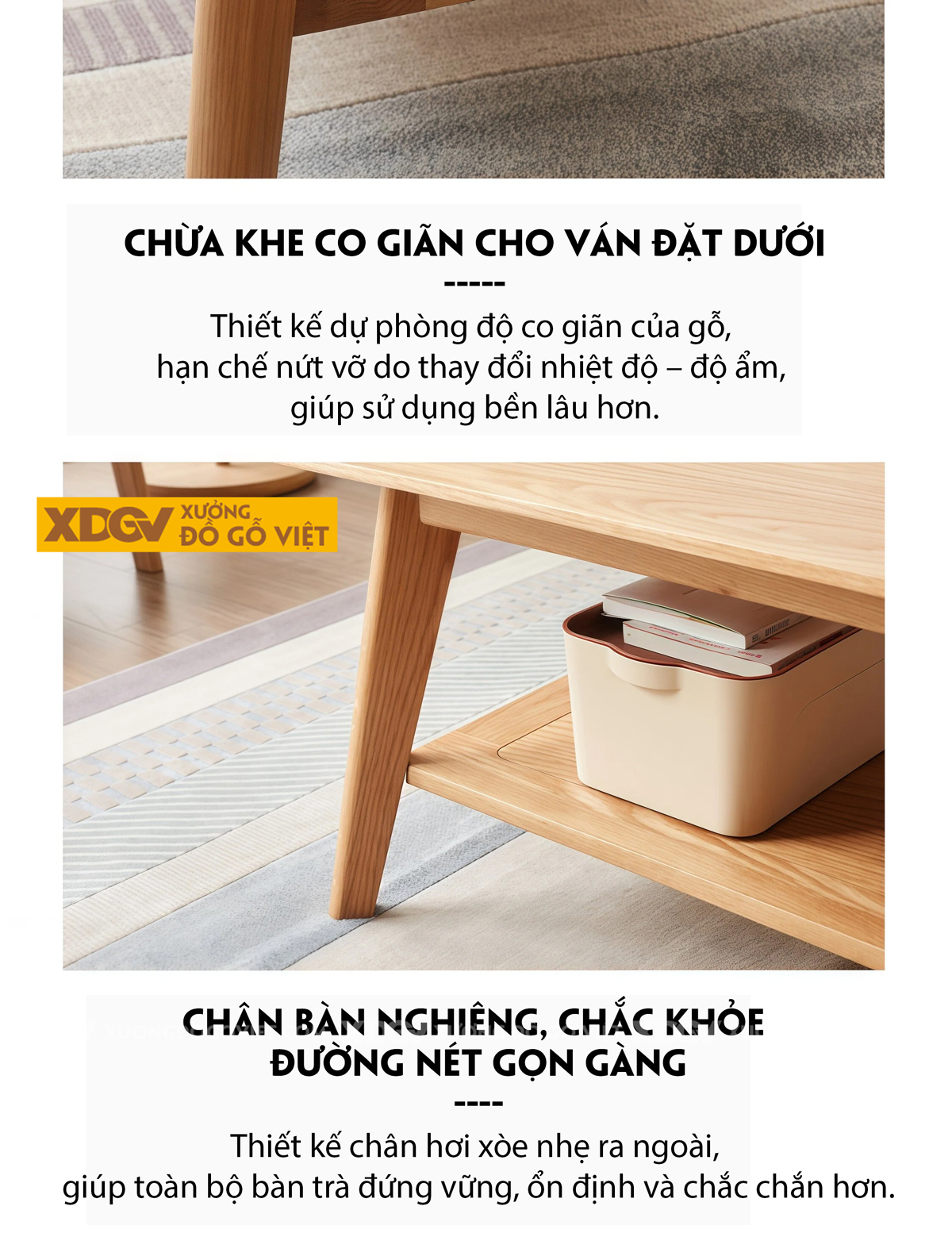 Mẫu Bàn Sofa Phòng Khách Hiện Đại Gỗ Sồi 2 Tầng Đa Năng