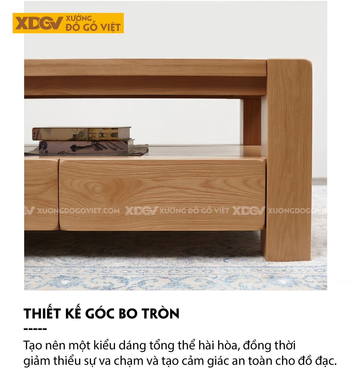 Mẫu Bàn Sofa Phòng Khách Hiện Đại Gỗ Sồi 2 Tầng Đa Năng