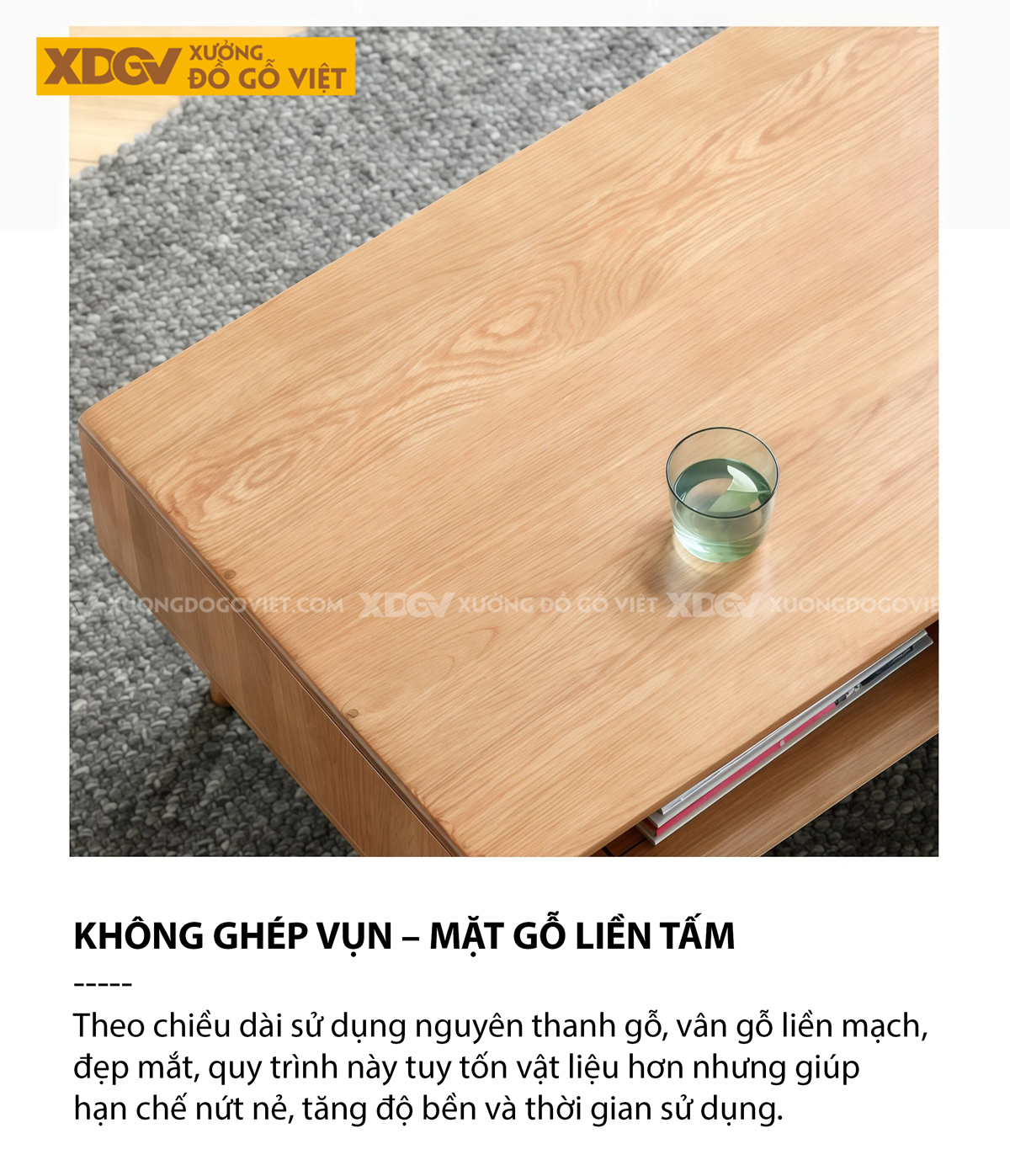 Mẫu Bàn Trà Sofa Gỗ Sồi Thiết Kế Kệ Mở Và Ngăn Kéo Phối Hợp