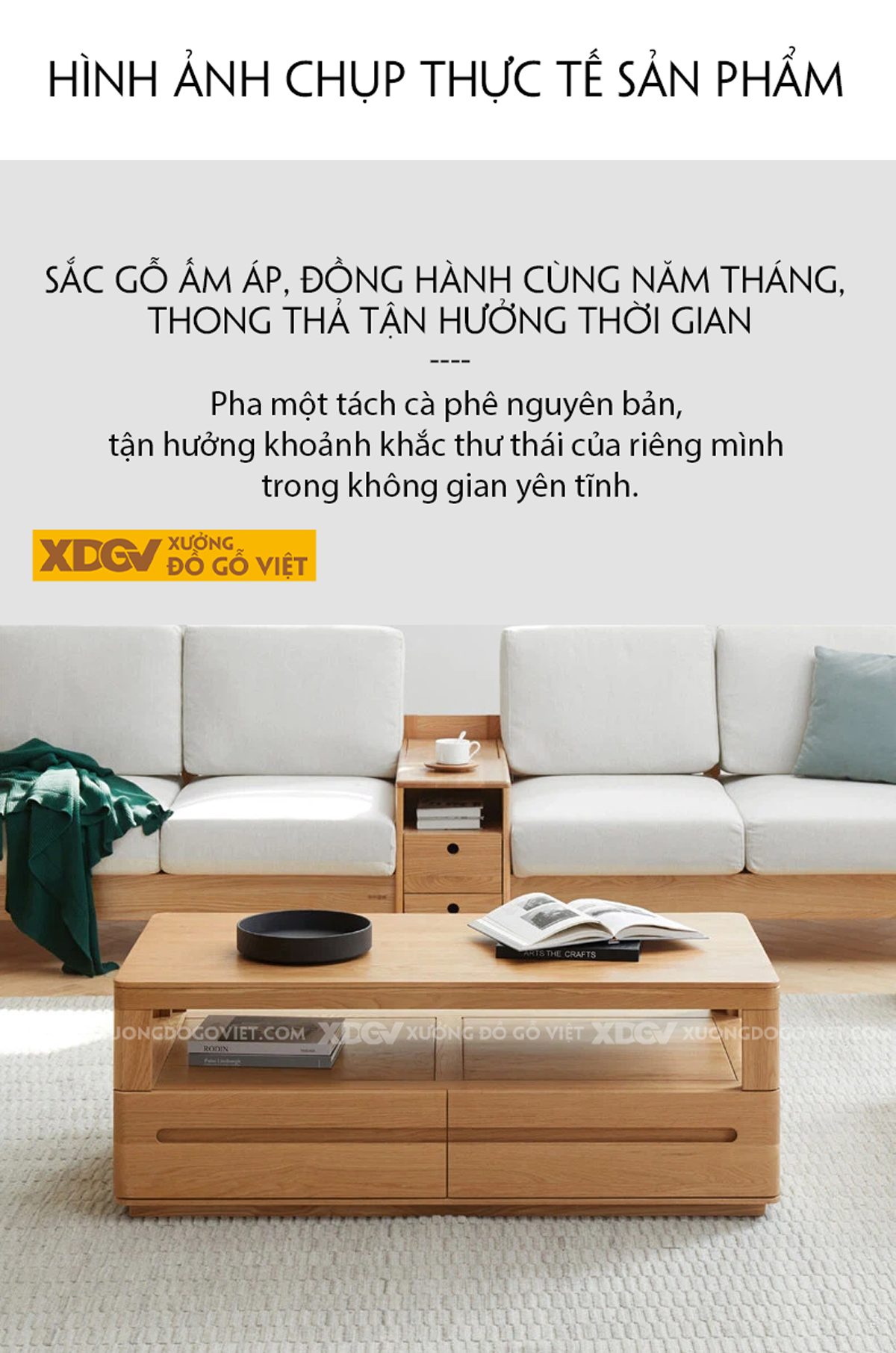Mẫu Bàn Trà Sofa Phòng Khách Gỗ Sồi 2 Tầng Thiết Kế Đối Xứng