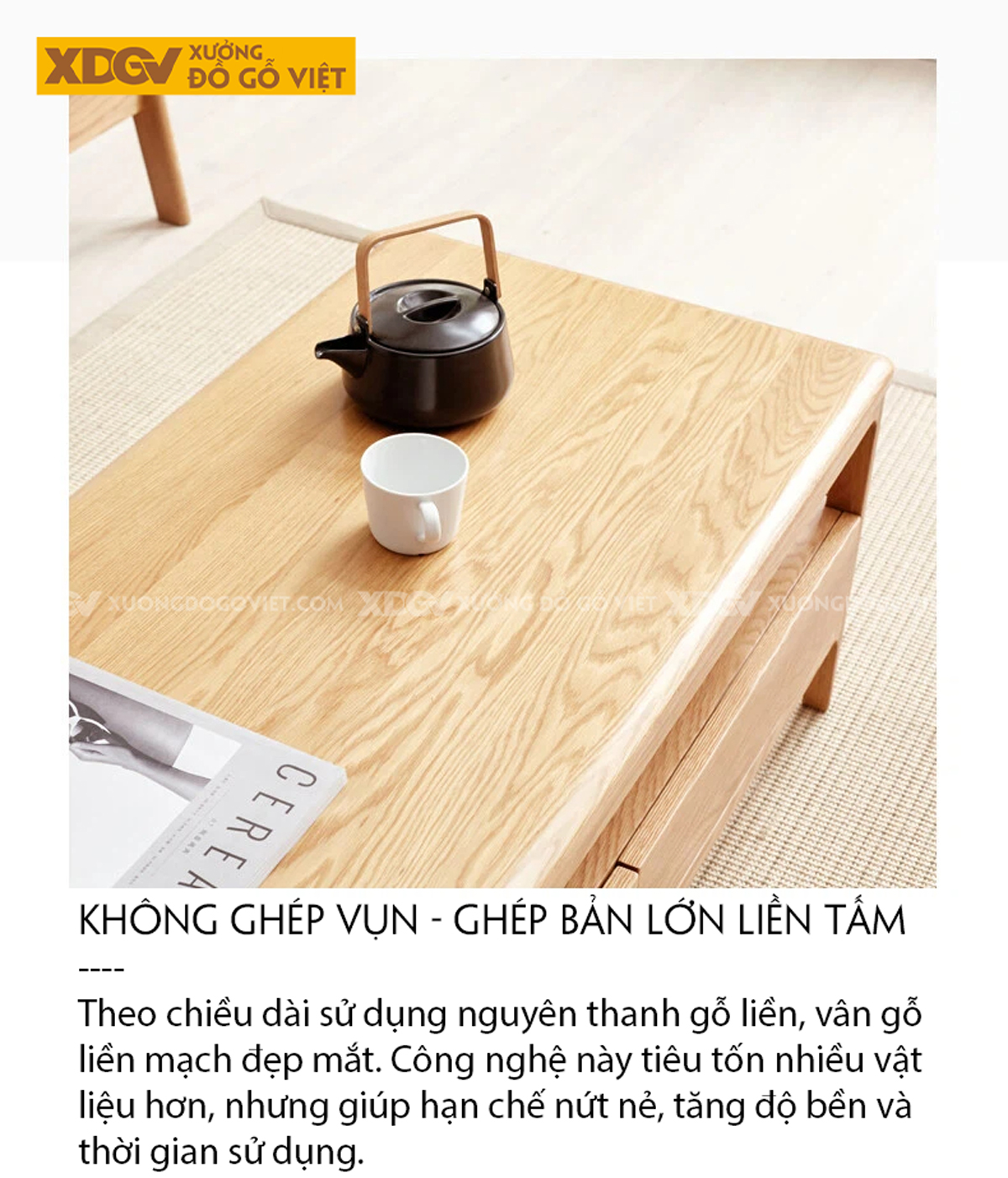 Mẫu Bàn Trà Sofa Phòng Khách Gỗ Sồi 2 Tầng Thiết Kế Đối Xứng