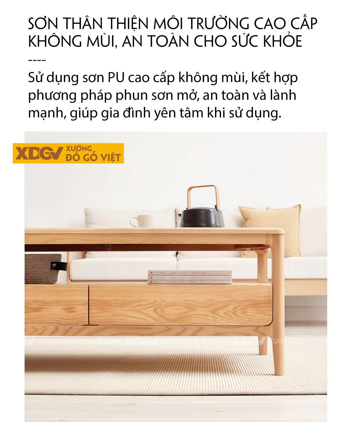 Mẫu Bàn Trà Sofa Phòng Khách Gỗ Sồi 2 Tầng Thiết Kế Đối Xứng