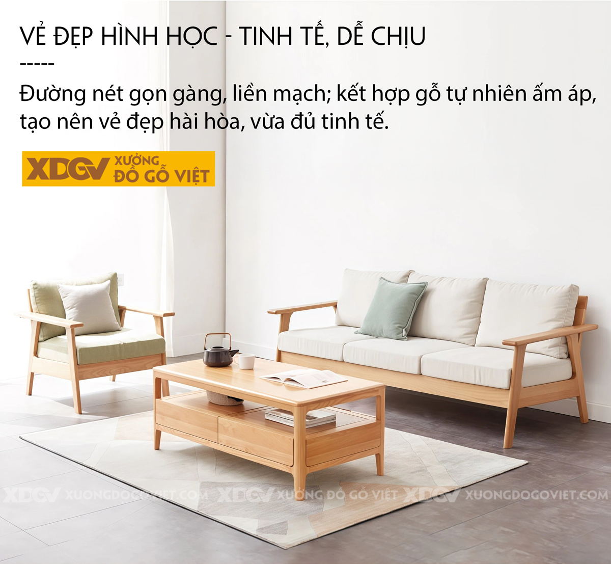 Mẫu Bàn Trà Sofa Phòng Khách Gỗ Sồi 2 Tầng Thiết Kế Đối Xứng