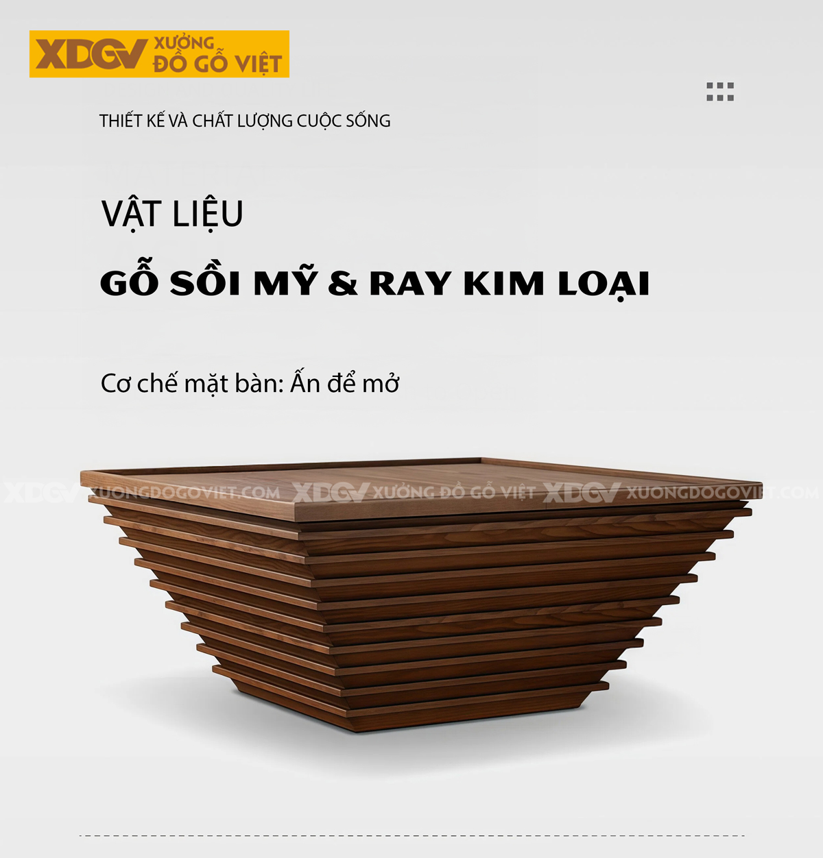 Mẫu Bàn Trà Sofa Phòng Khách Gỗ Sồi Kiểu Hình Tháp Hiện Đại