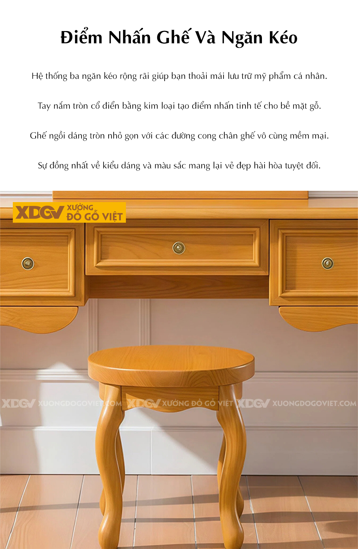 Mẫu Bàn Trang Điểm Để Phòng Ngủ Gỗ Gõ Đỏ Chân Uốn Nghệ Thuật