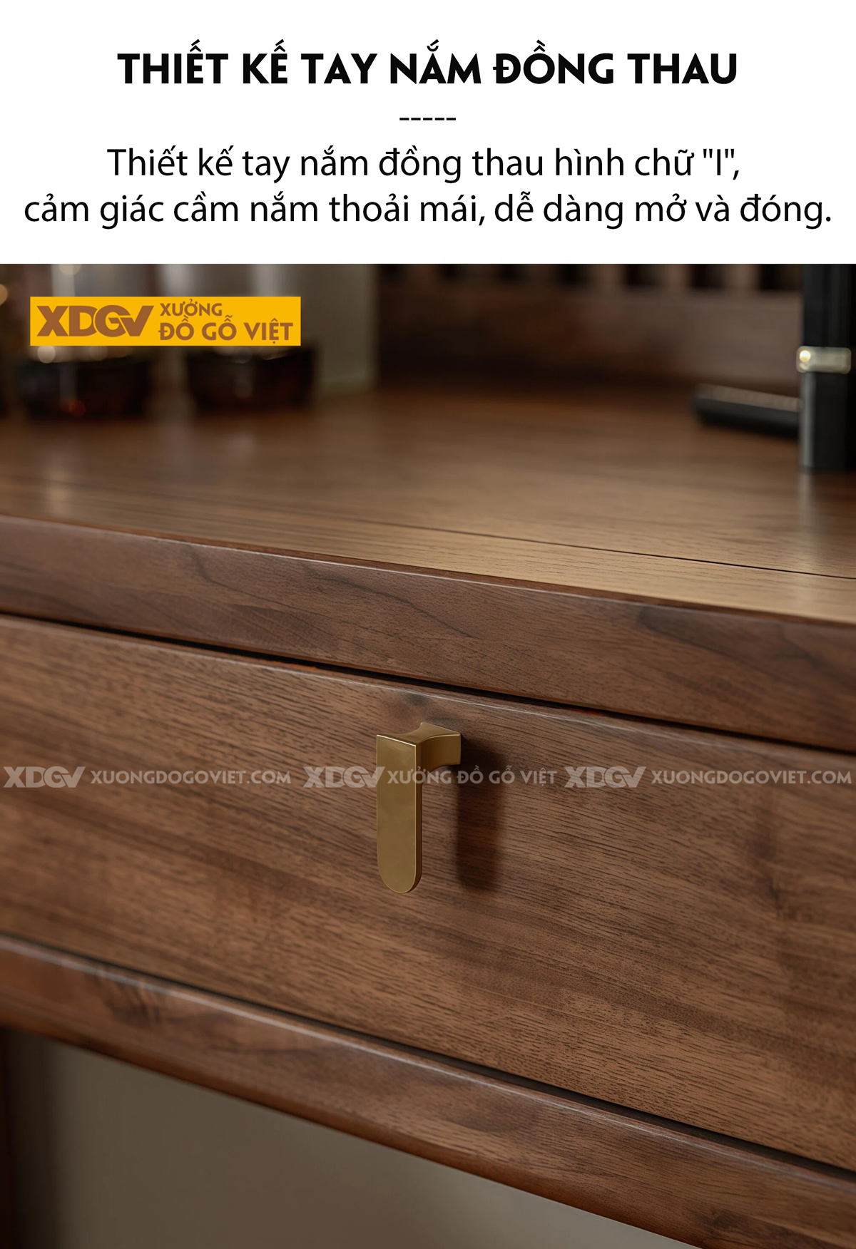 Mẫu Bàn Trang Điểm Phòng Ngủ Gỗ Veneer Sồi Phối Tủ Kính Sọc
