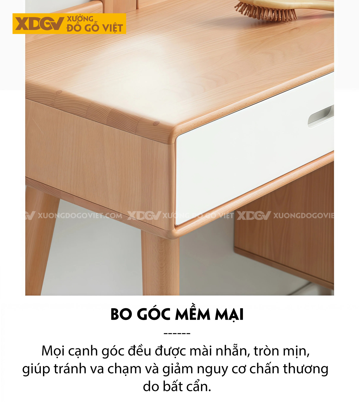 Mẫu Bàn Trang Điểm Thông Minh Gỗ Sồi Chân Chữ H Kết Hợp Tủ