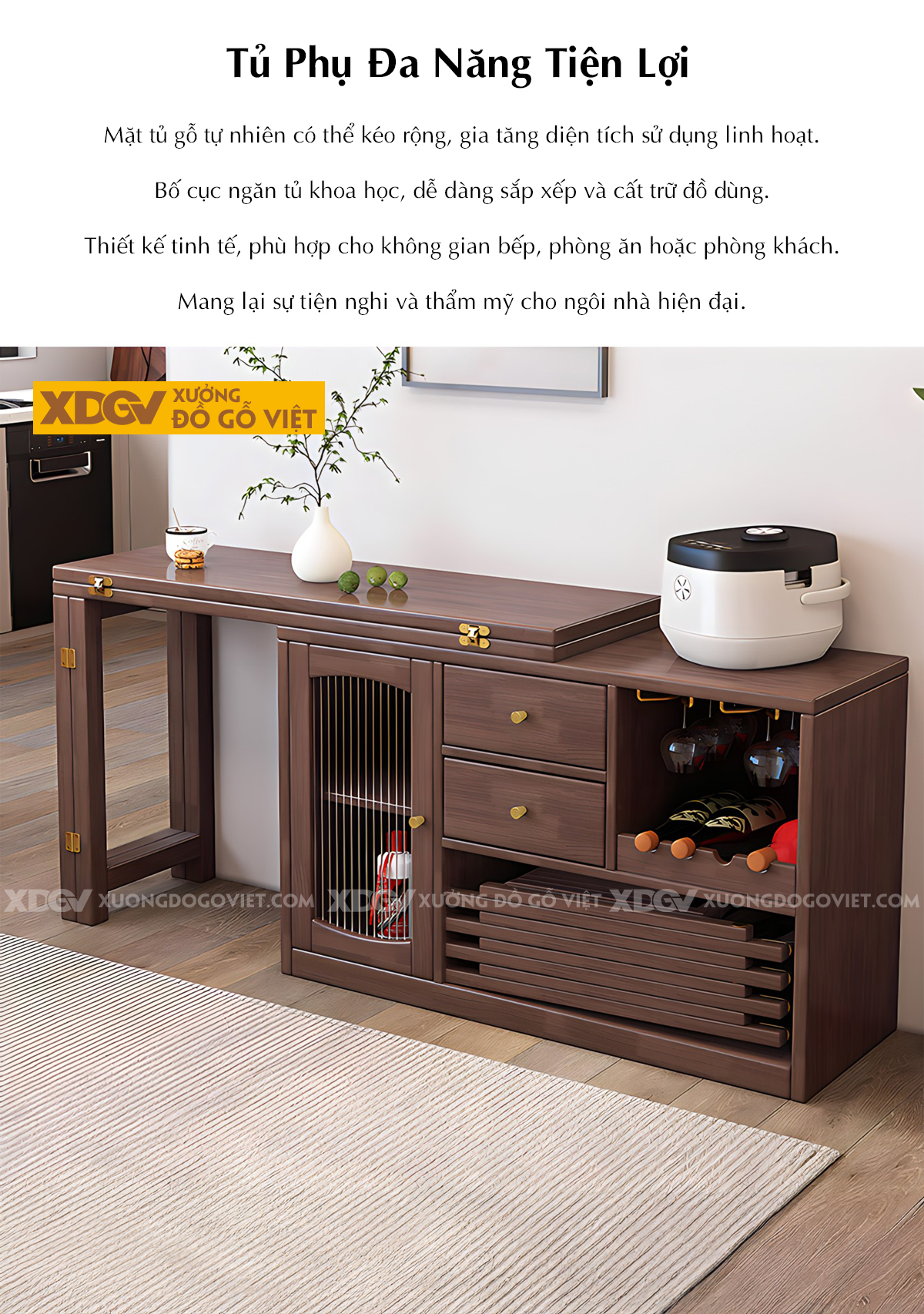 Mẫu Bộ Bàn Ăn Phòng Bếp Gỗ Óc Chó Tựa Vòm Cong Bo Ôm Cơ Thể