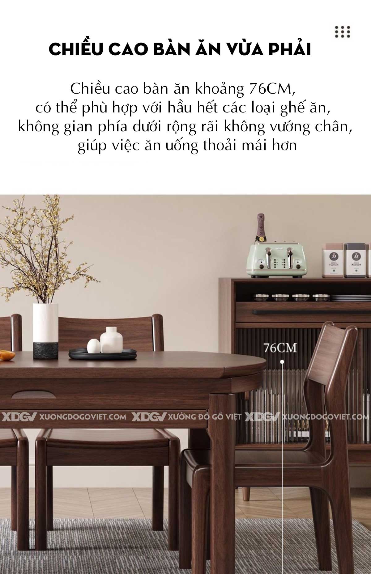 Mẫu Bộ Bàn Tròn Gỗ Xoan Đào Cơ Chế Mở Rộng Tối Ưu Diện Tích