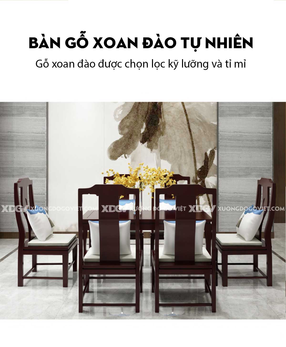 Mẫu Bộ Bàn Tròn Gỗ Xoan Đào Cơ Chế Mở Rộng Tối Ưu Diện Tích