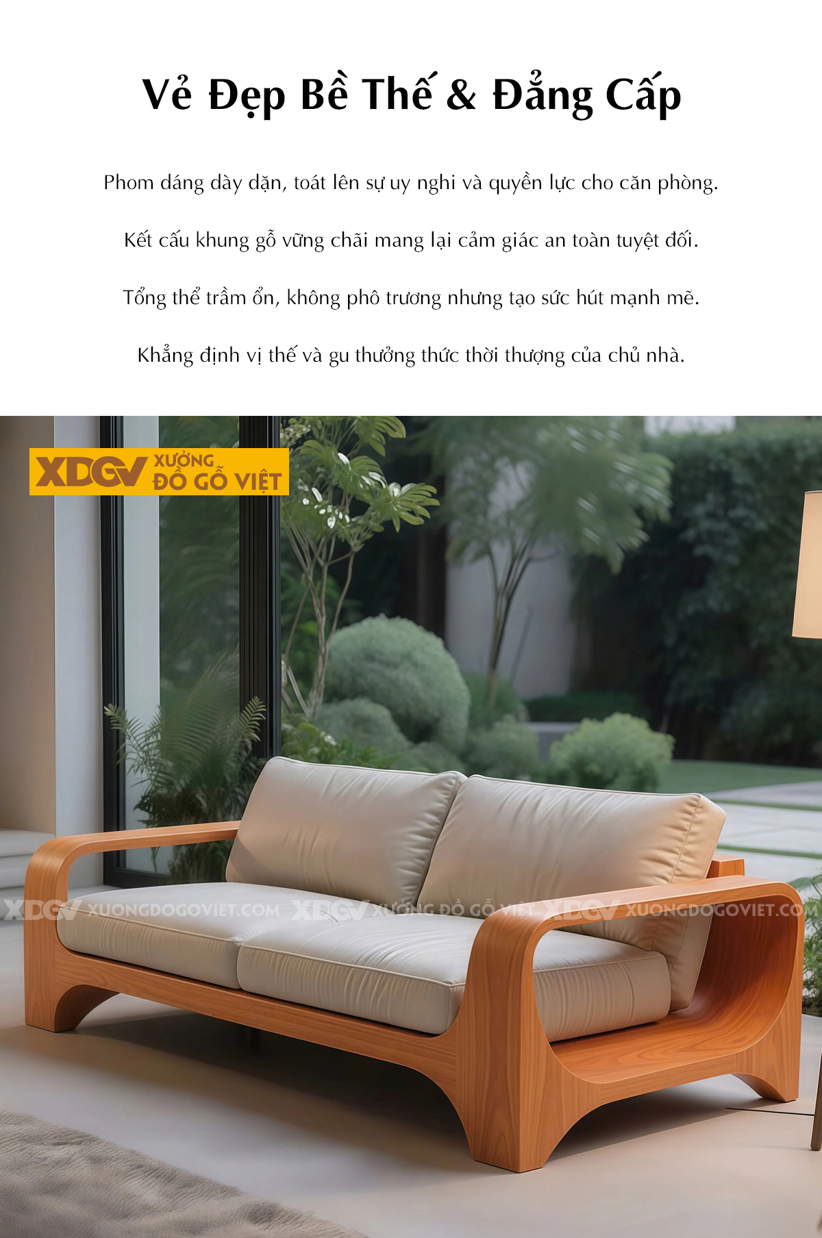 Mẫu Ghế Sofa Gỗ Gõ Đỏ Khung Gỗ Bo Tròn Chân Vòm Tay Chữ C