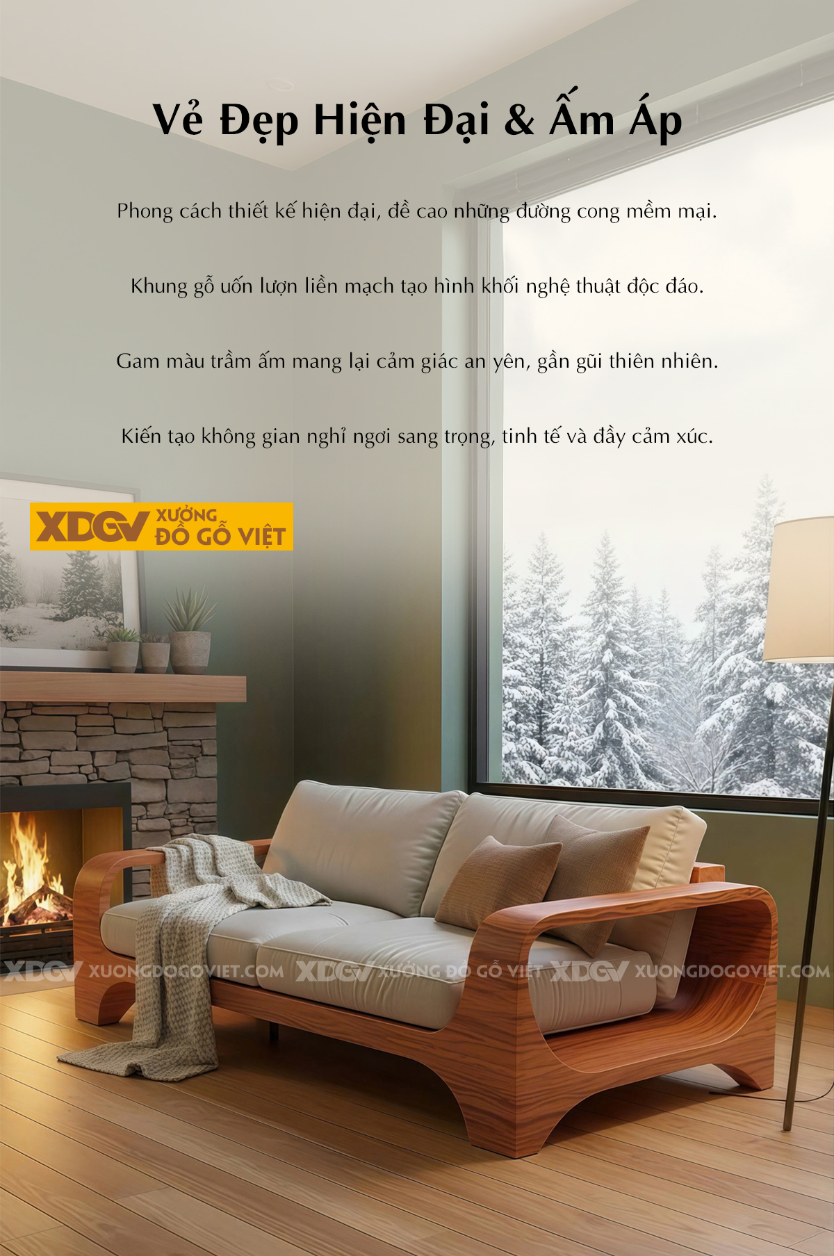 Mẫu Ghế Sofa Gỗ Gõ Đỏ Khung Gỗ Bo Tròn Chân Vòm Tay Chữ C