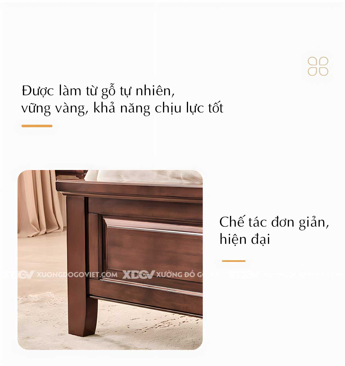 Mẫu Giường Gỗ Căm Xe Tân Cổ Điển Đầu Uốn Cong Nghệ Thuật