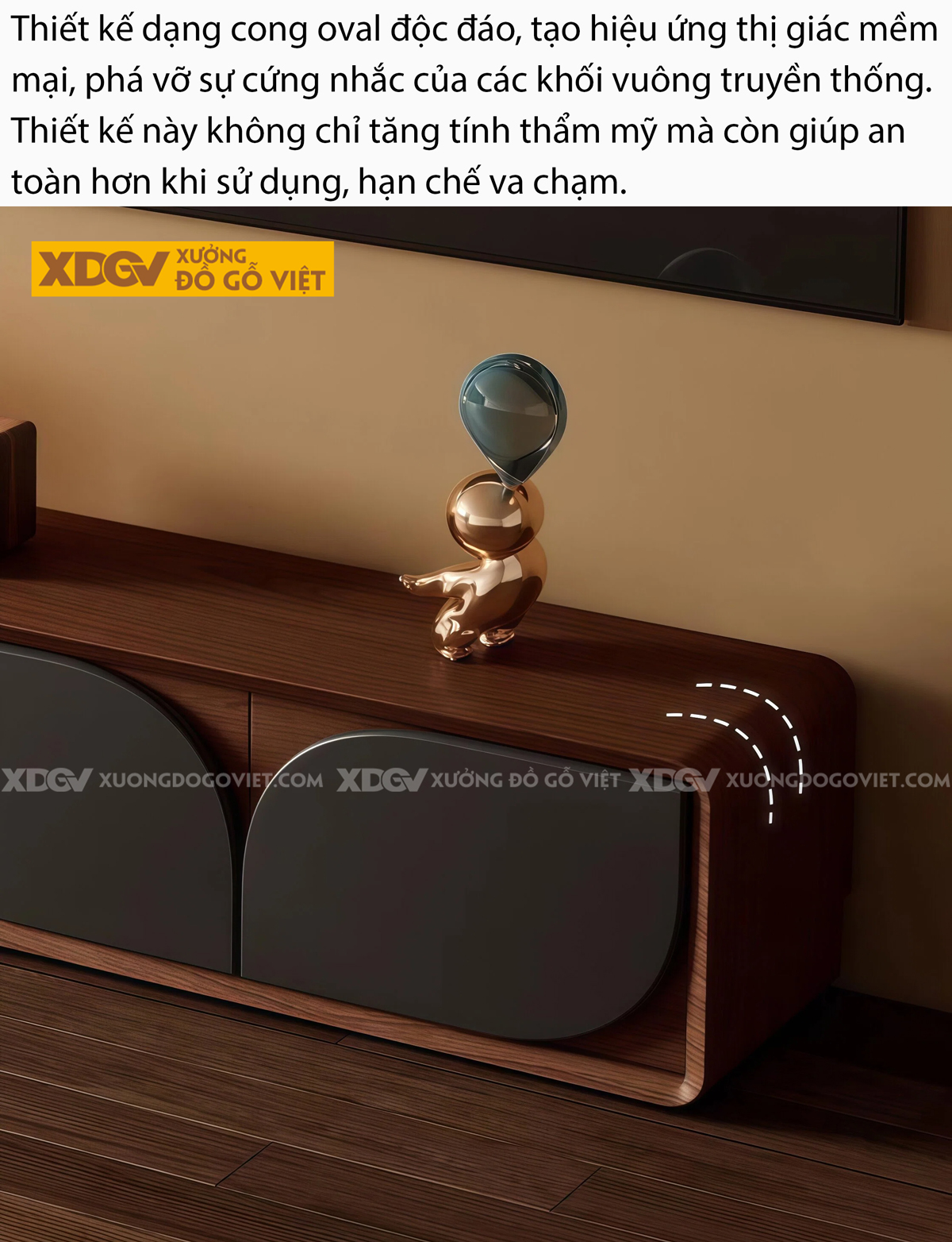 Mẫu Kệ Để Tivi Phòng Khách Gỗ Cao Su Tối Giản Bo Góc Mềm Mại